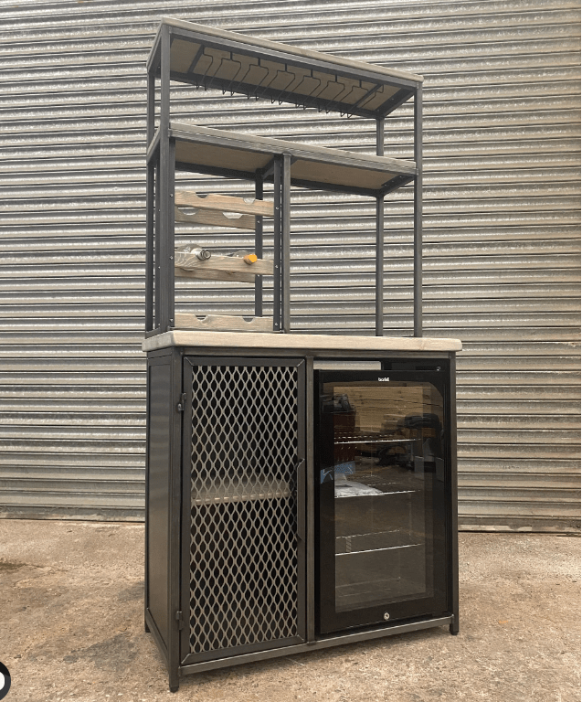 Stylish home bar setup with unique glassware and decorative elements