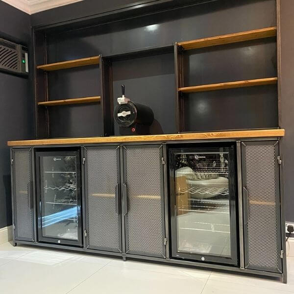 Industrial home bar cabinet