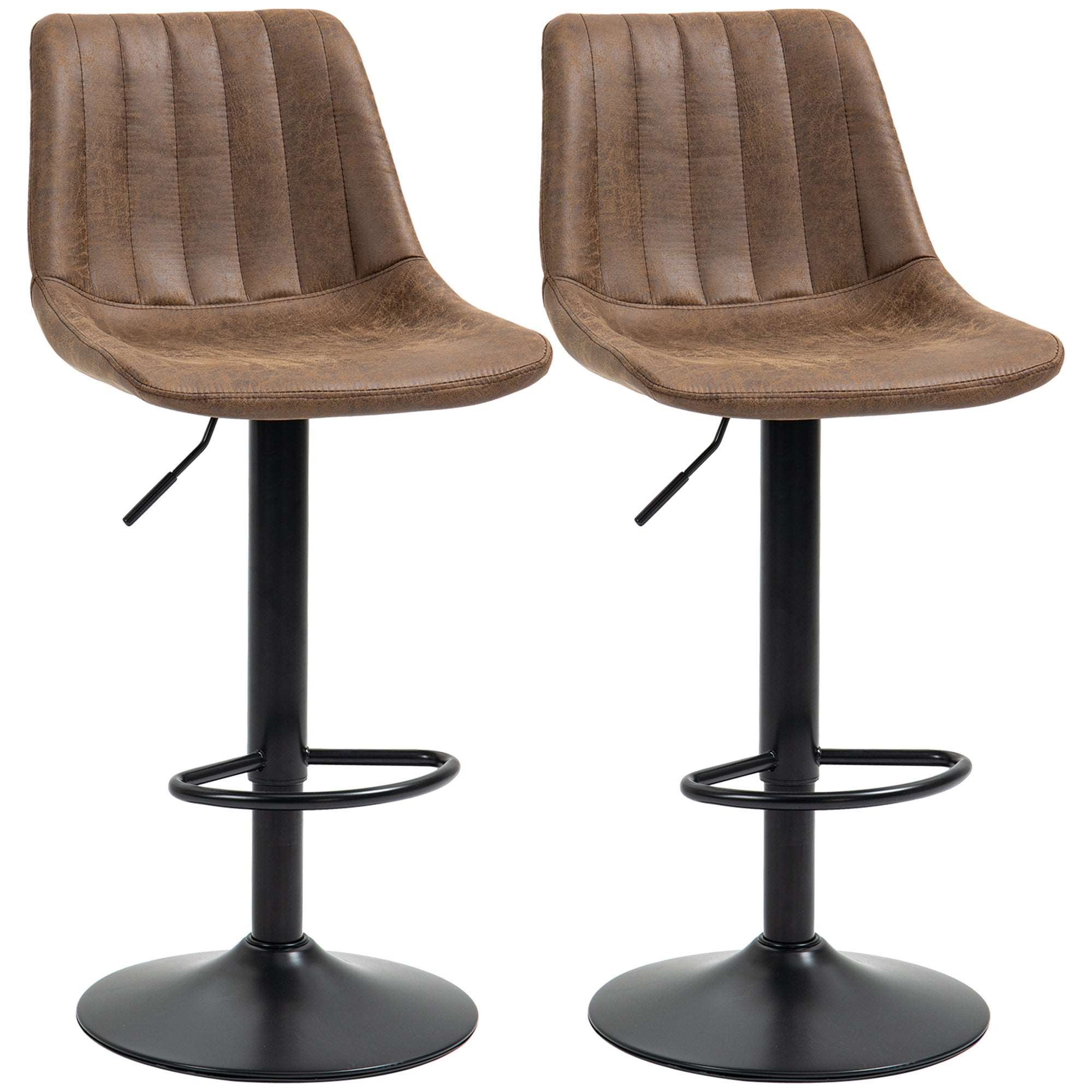 Adjustable Bar Stools Set of 2 Counter Height Barstools Dining Chairs 360Â° Swivel with Footrest for Home Pub, Brown  AOSOM   