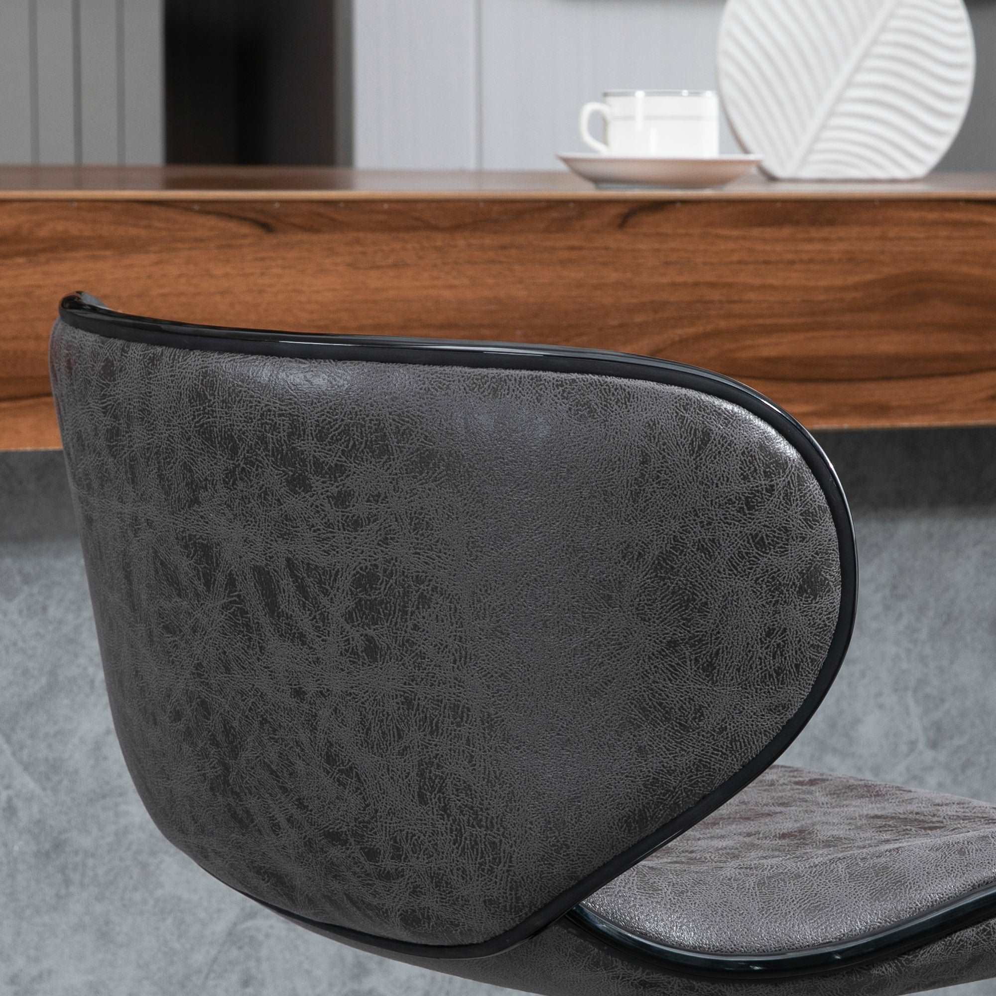 Bar Stool Set of 2 Microfiber Cloth Adjustable Height Armless Chairs with Swivel Seat, Dark Grey  AOSOM   