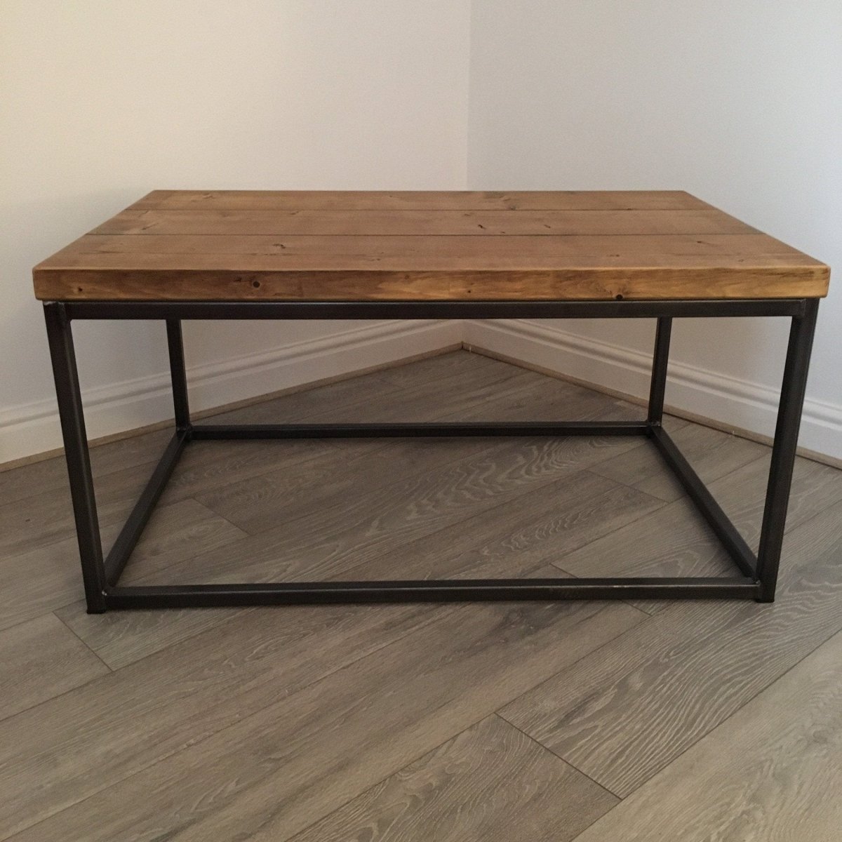 Industrial Coffee Table with Rustic Wood and Steel Legs RSD Furniture
