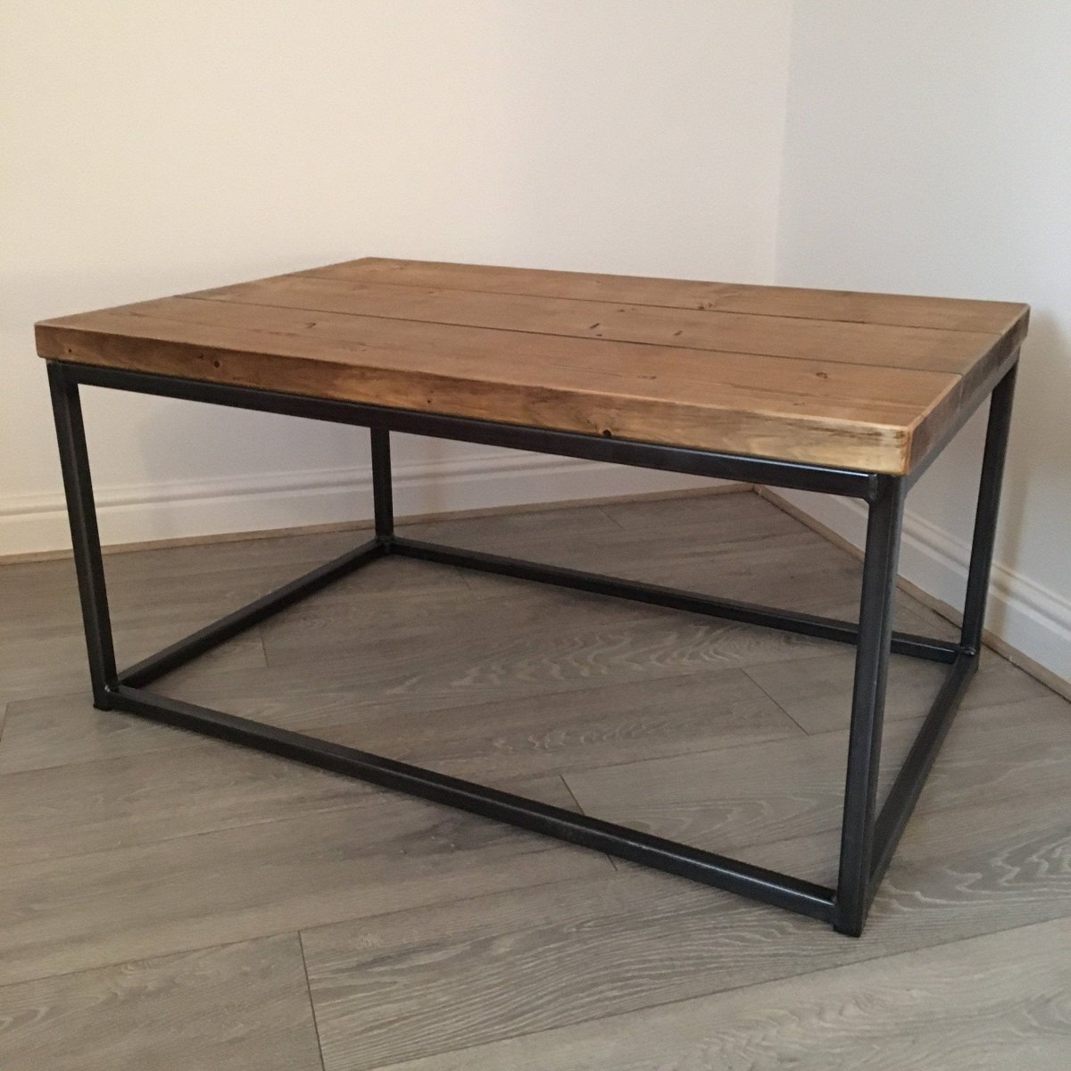 Industrial Coffee Table with Rustic Wood and Steel Legs RSD Furniture