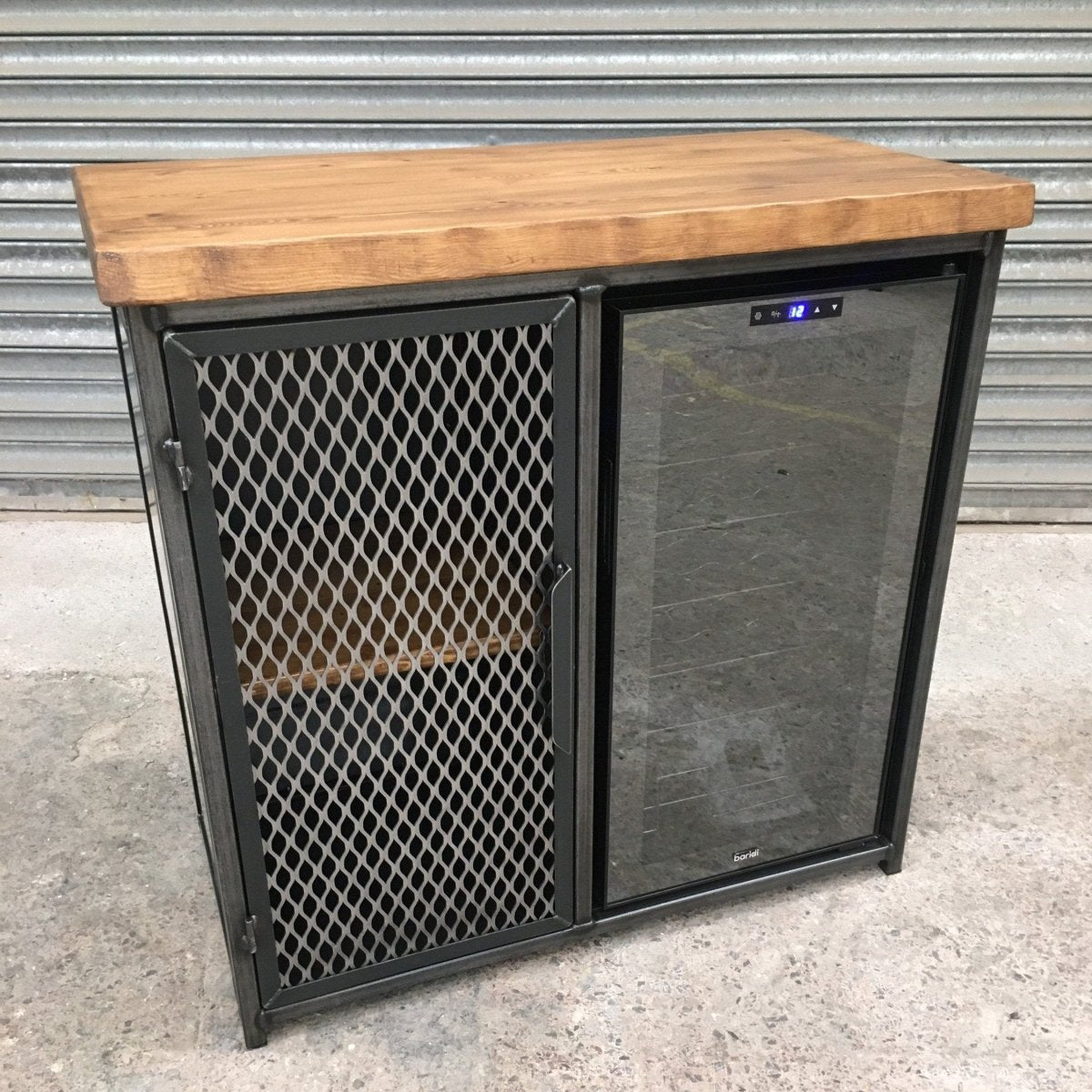 Metal Wine Cabinet with Wine Fridge  RSD Furniture