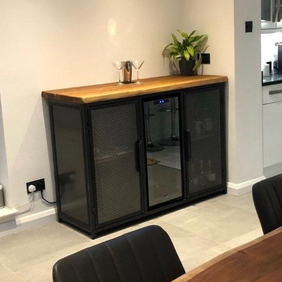 Wine Bar Cabinet with Fridge – Industrial Wine Fridge Cabinet RSD Furniture