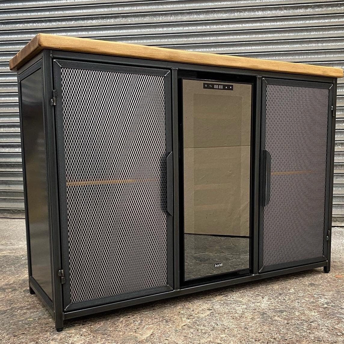 Wine Bar Cabinet with Fridge – Industrial Wine Fridge Cabinet RSD Furniture