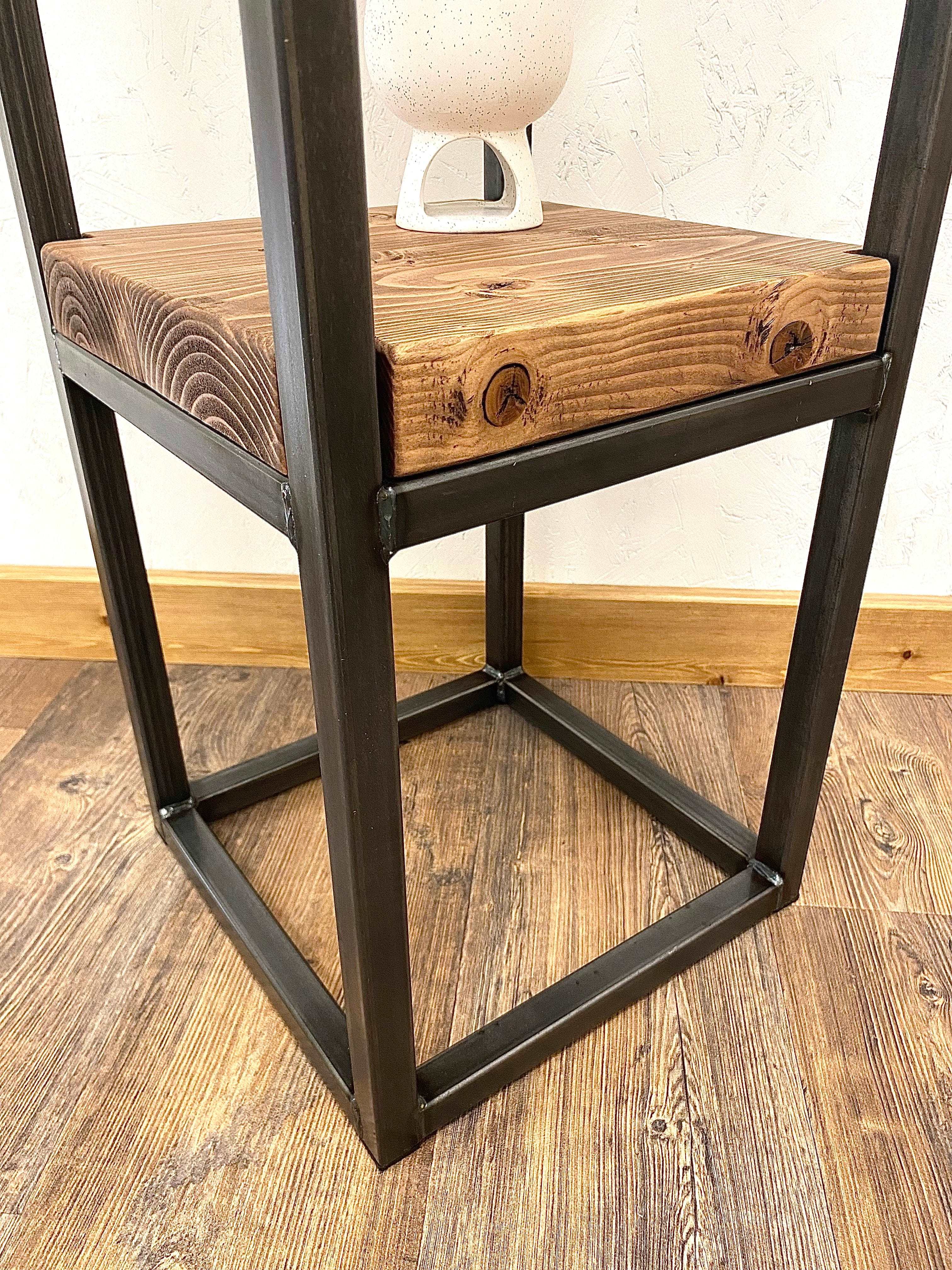 Rustic Industrial Side Table with Shelf Rustic TV stand RSD Furniture   