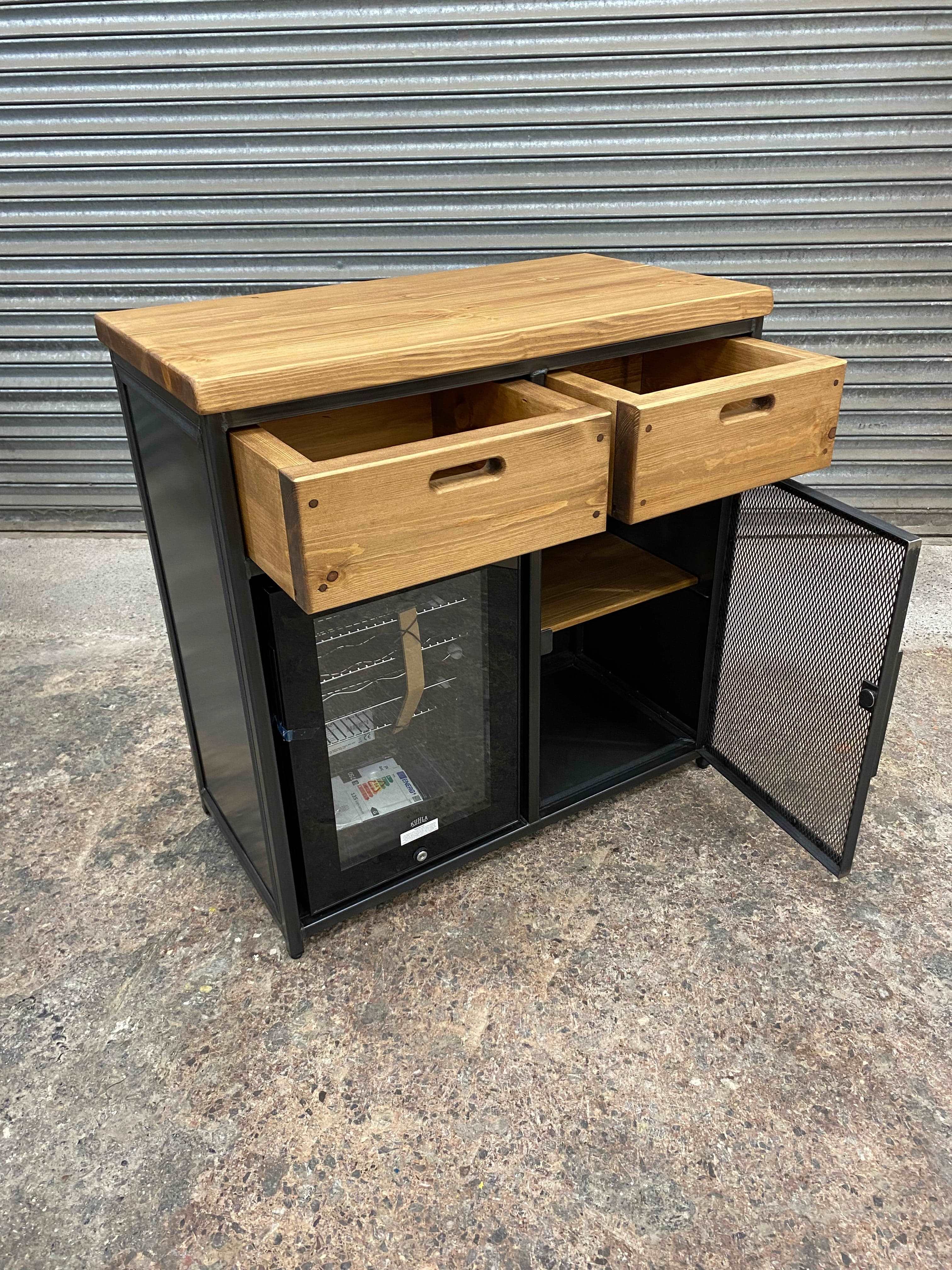 Industrial Coffee Station with Wooden Drawers  RSD Furniture   