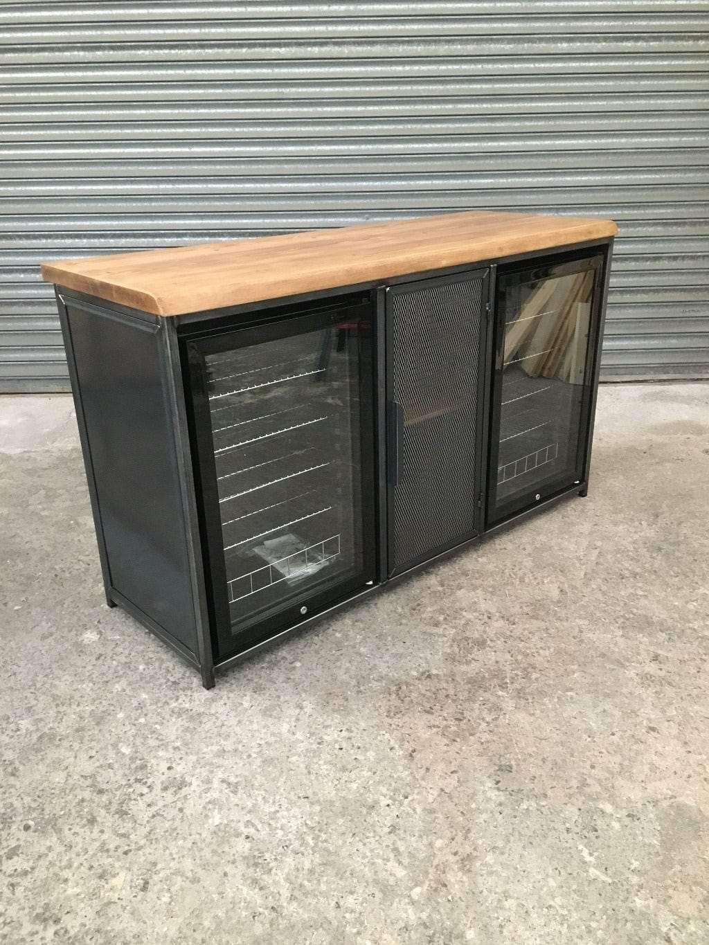 Large Industrial Home Bar Sideboard with Drinks Coolers  RSD Furniture   