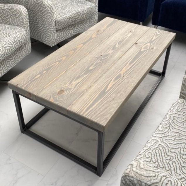 Industrial Coffee Table with Rustic Wood and Steel Legs RSD Furniture
