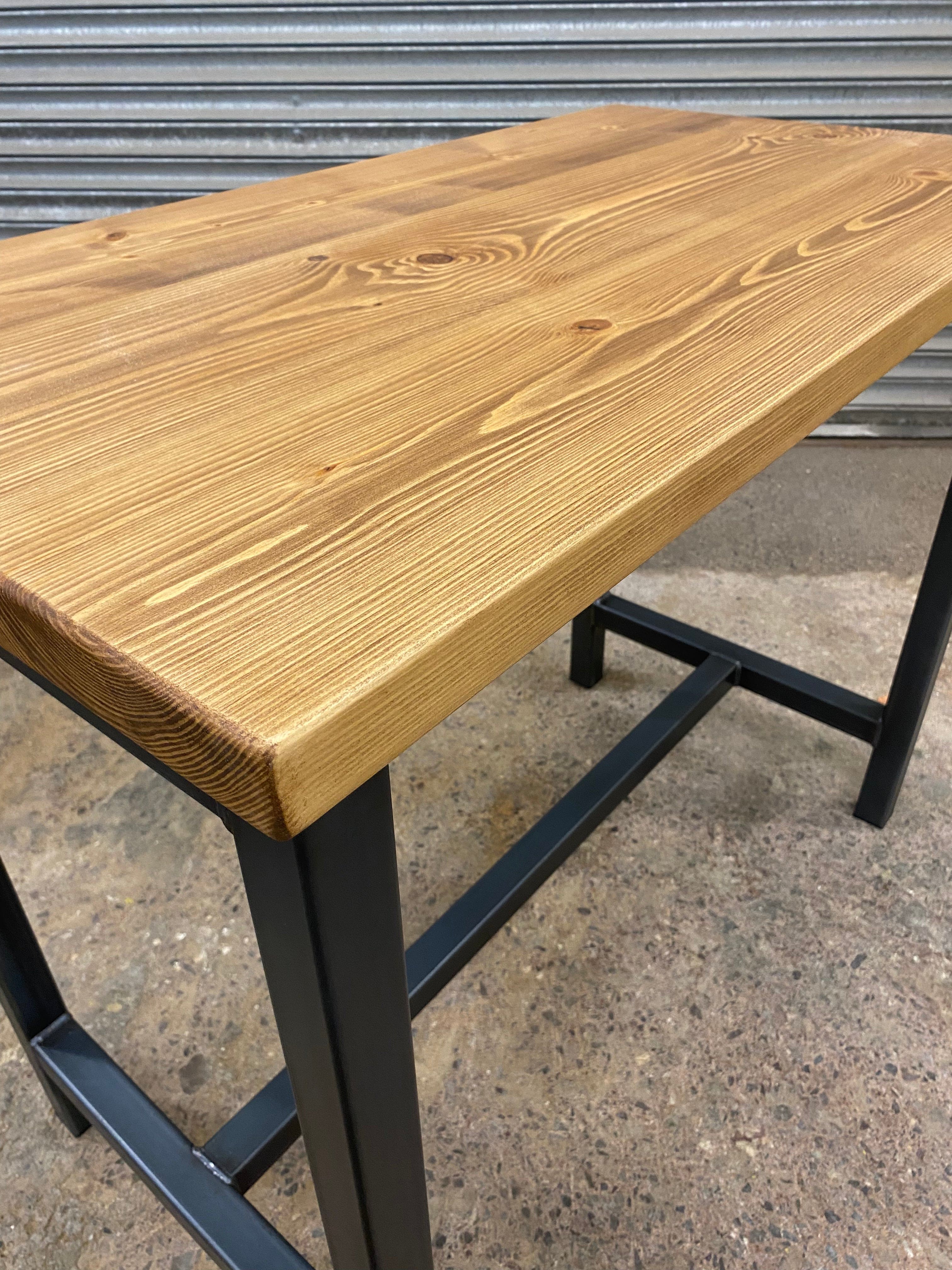 Industrial Style Kitchen Breakfast Bar - Steel Frame & Wood Top  RSD Furniture   
