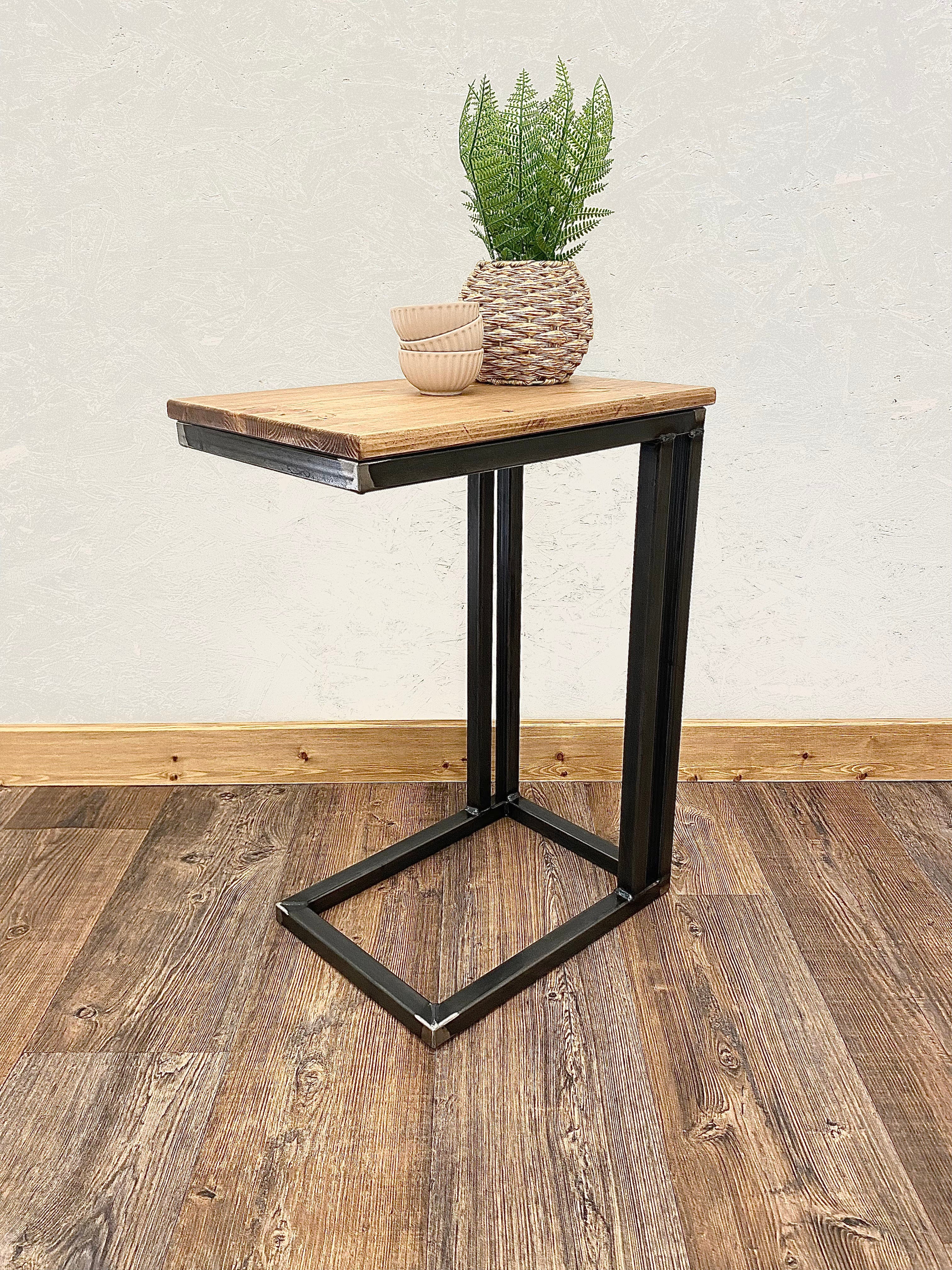 Rustic C Shaped Side table - Sofa table - Laptop table C shaped laptop table RSD Furniture   