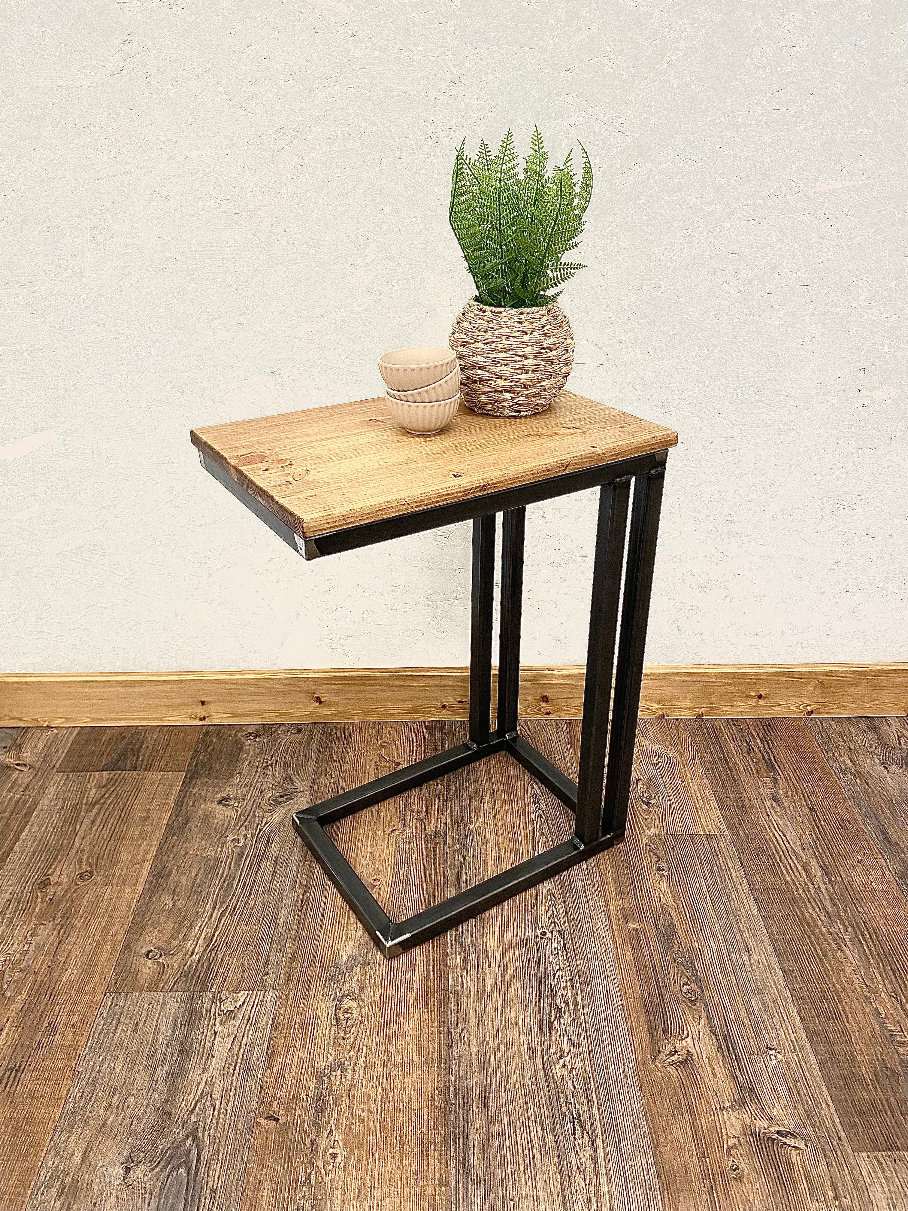 Rustic C Shaped Side table - Sofa table - Laptop table C shaped laptop table RSD Furniture   