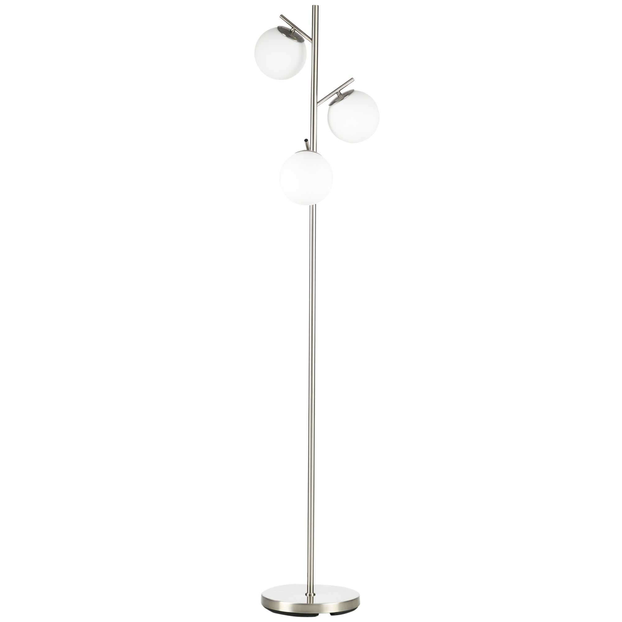 3-Light Tree Floor Lamps for Living Room, Modern Standing Lamp for Bedroom with Globe Lampshade, Steel Base, (Bulb not Included), Silver  AOSOM   