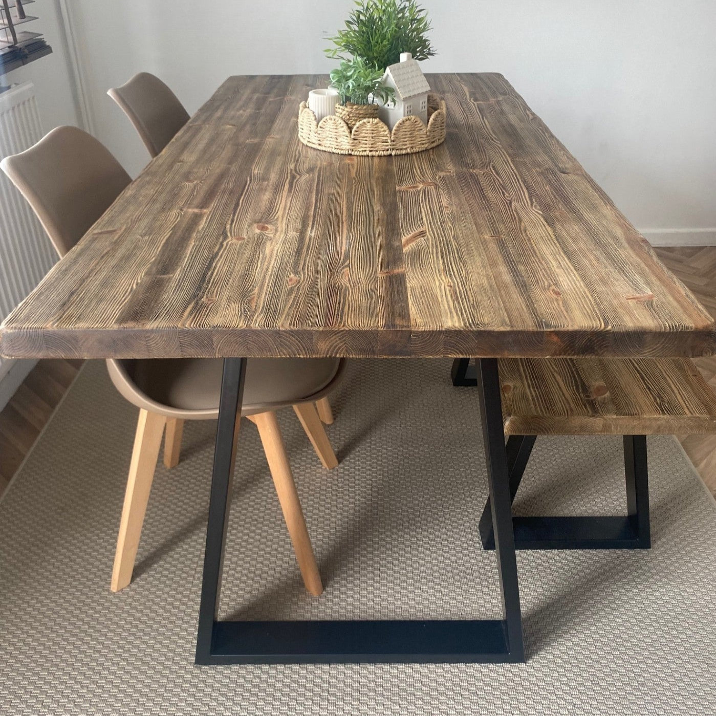 Rustic Dining Table Set with Metal Legs RSD Furniture