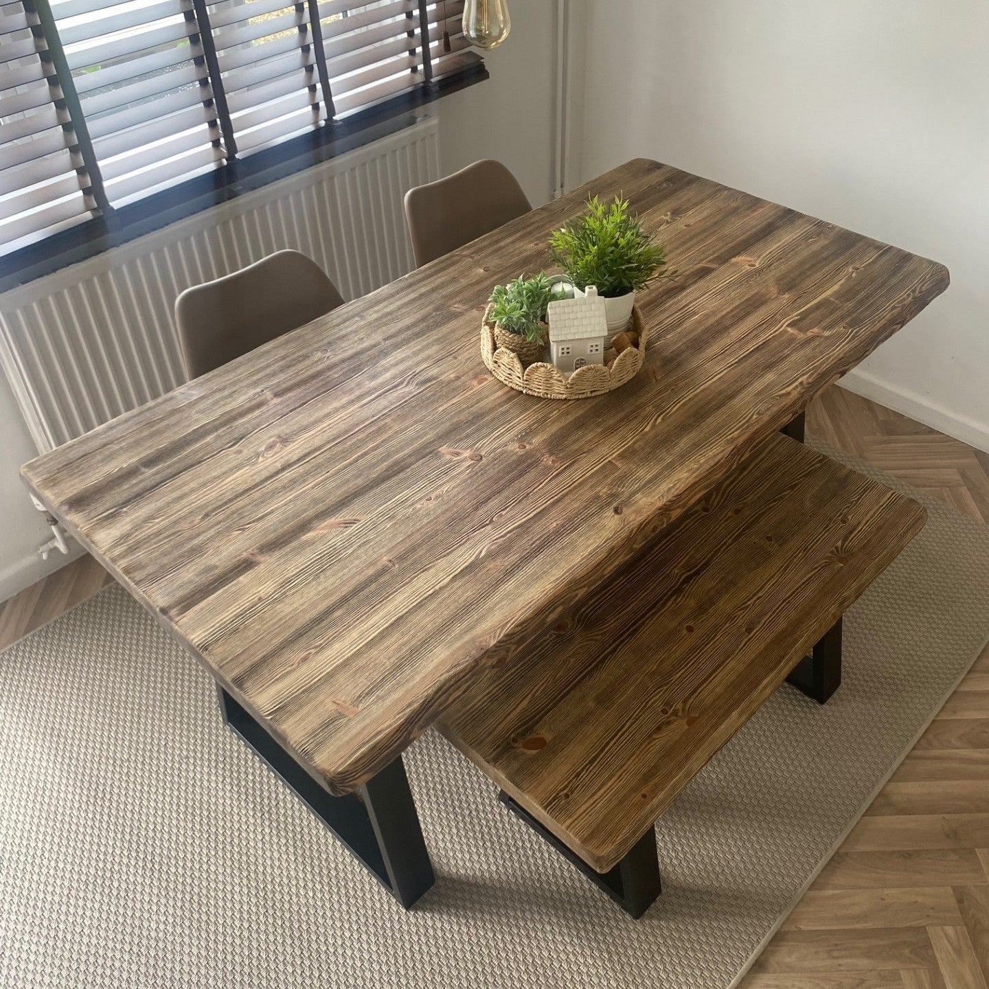 Rustic Dining Table Set with Metal Legs RSD Furniture