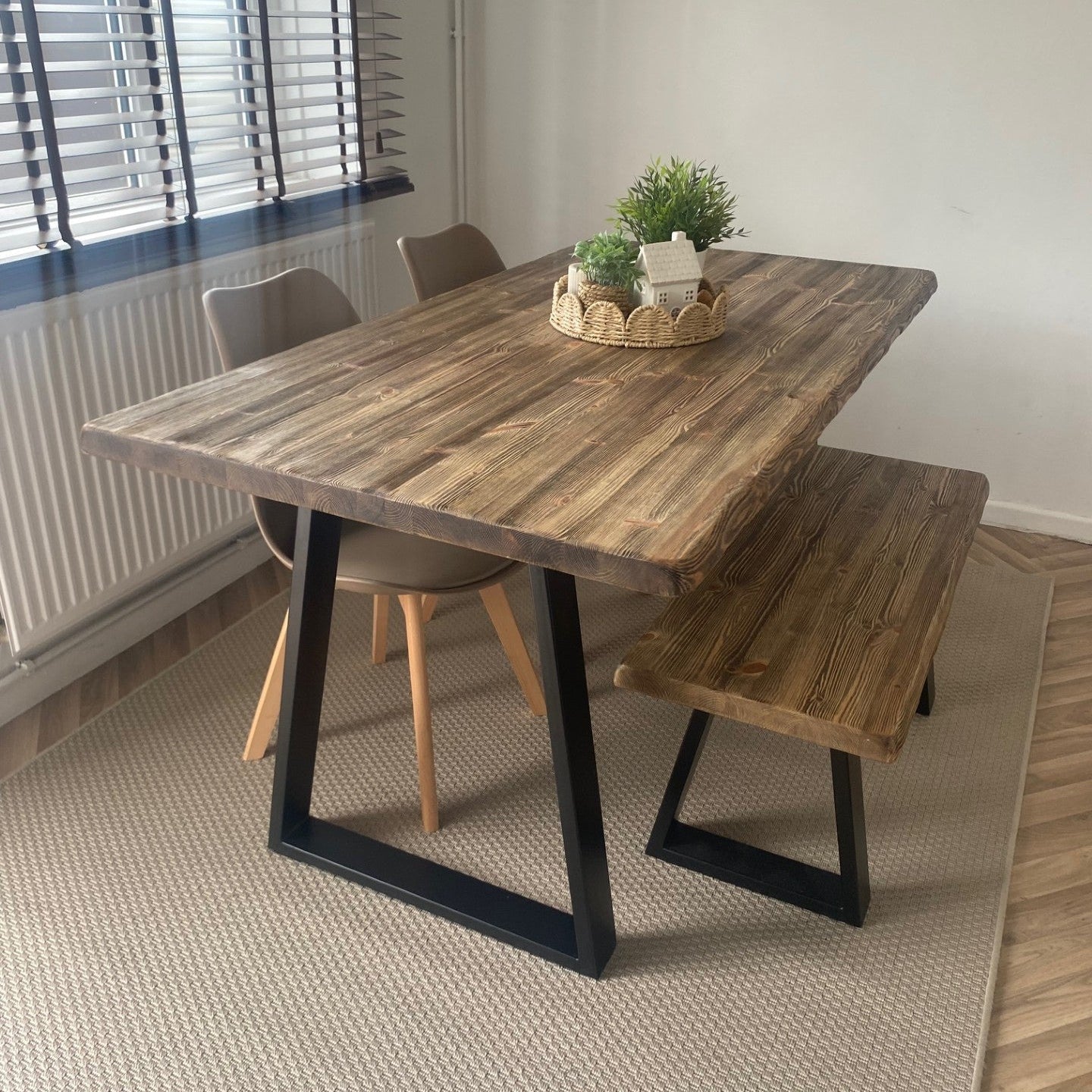 Rustic Dining Table Set with Metal Legs RSD Furniture