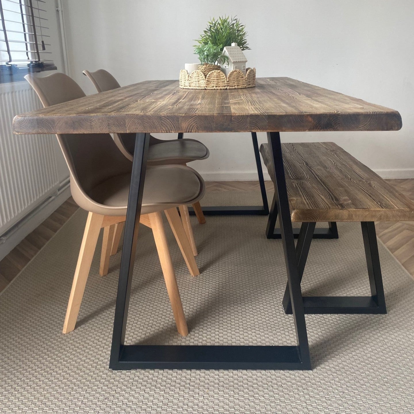 Rustic Dining Table Set with Metal Legs RSD Furniture