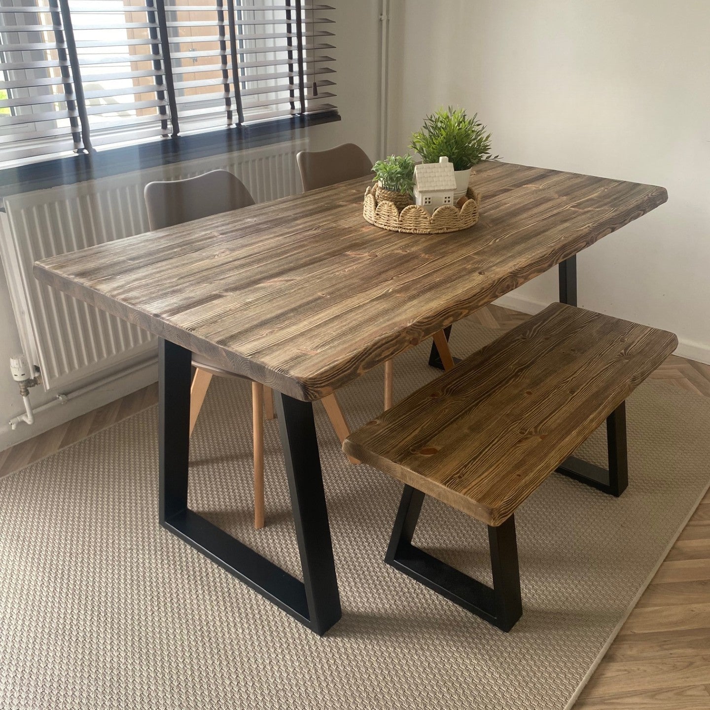 Rustic Dining Table Set with Metal Legs RSD Furniture