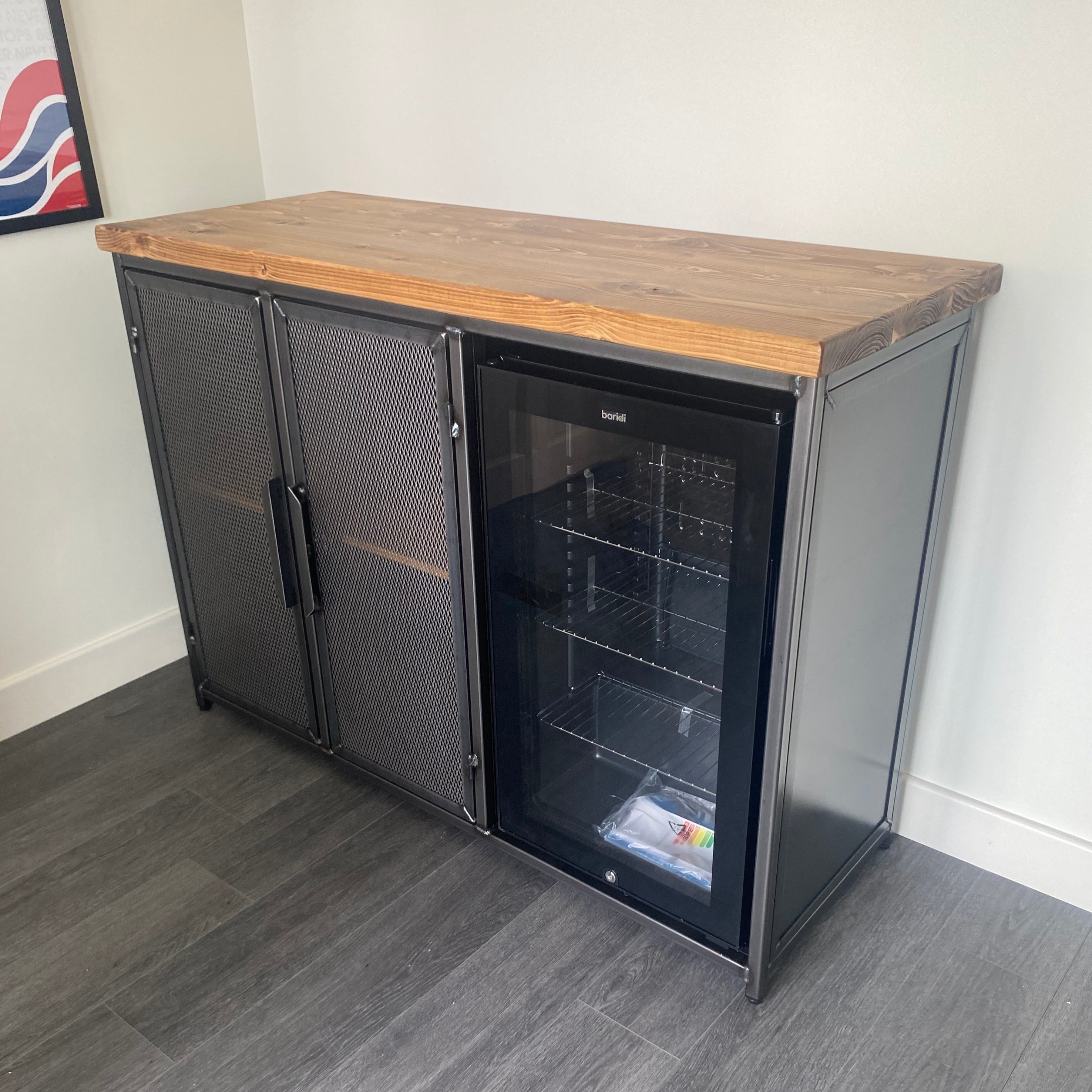 Industrial sideboard with fridge - Drinks Cabinet - Home Bar  RSD Furniture   