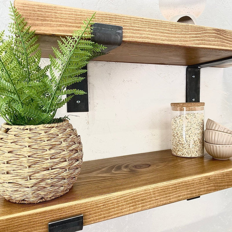 Rustic Wall Shelves with Metal Brackets RSD Furniture