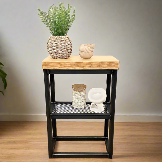 Industrial Side Table with Shelf  RSD Furniture   