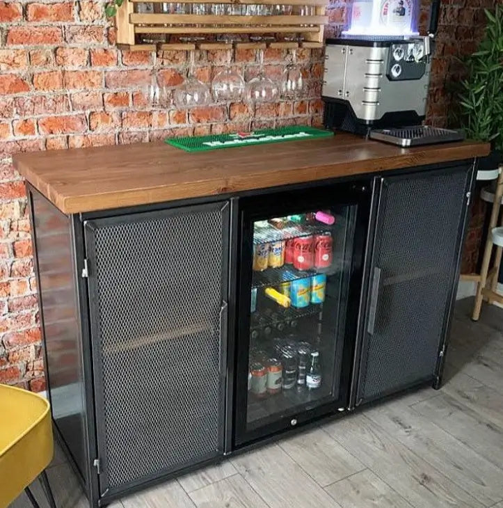 industrial sideboard with fridge