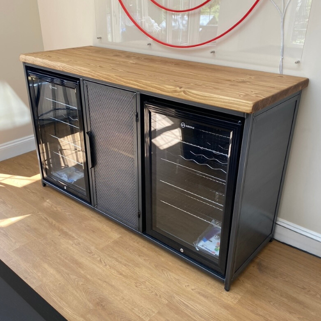 Large Industrial Home Bar Sideboard with Drinks Coolers  RSD Furniture   