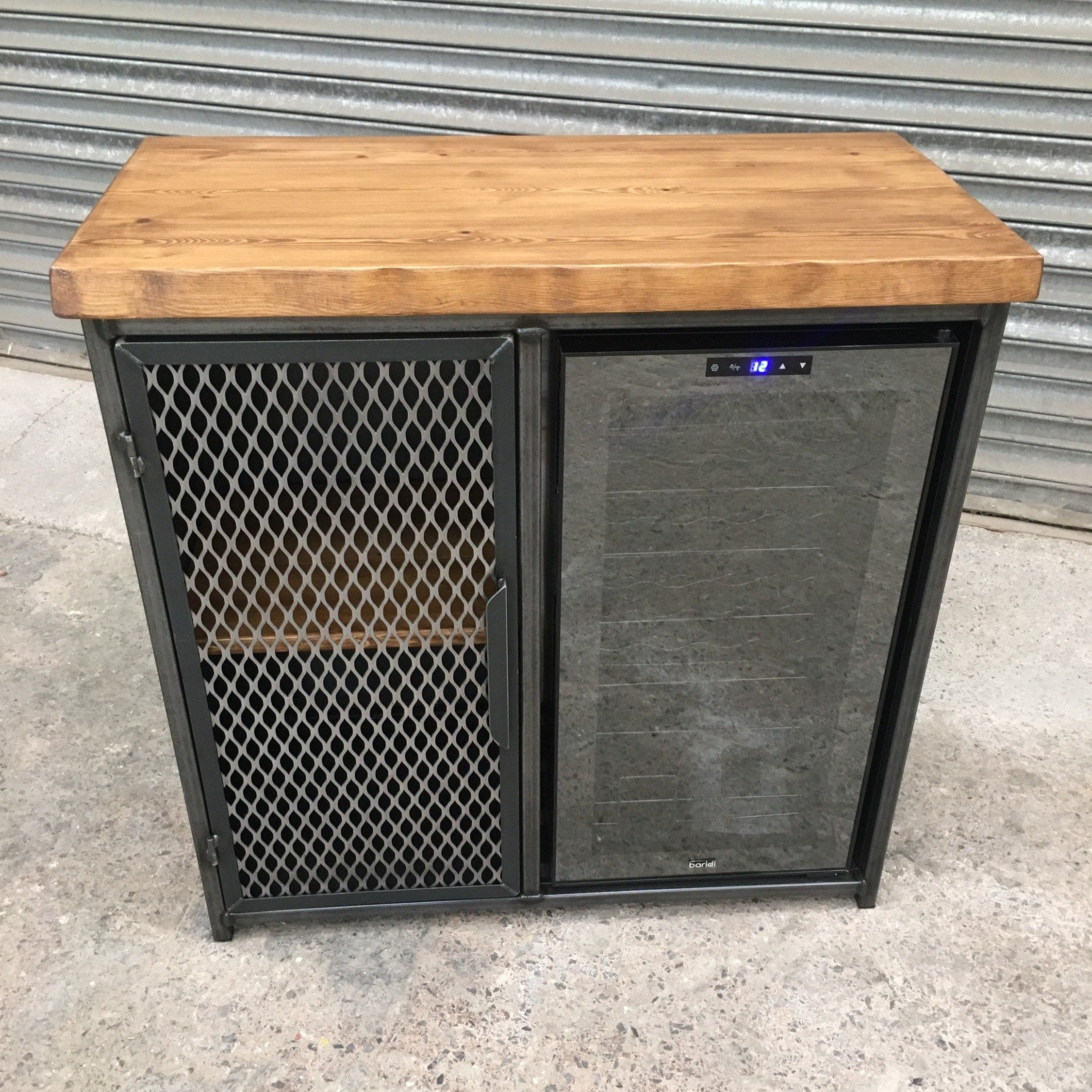 Metal Wine Cabinet with Wine Fridge  RSD Furniture    