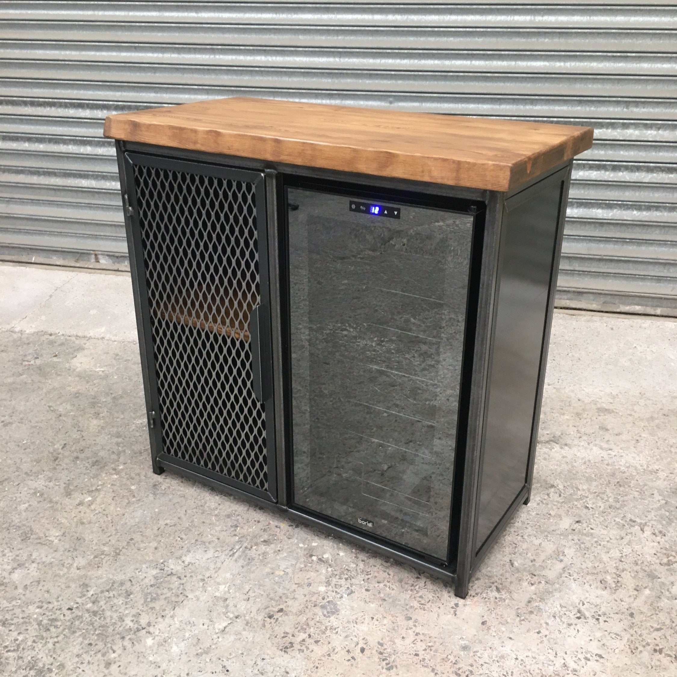 Metal Wine Cabinet with Wine Fridge  RSD Furniture    