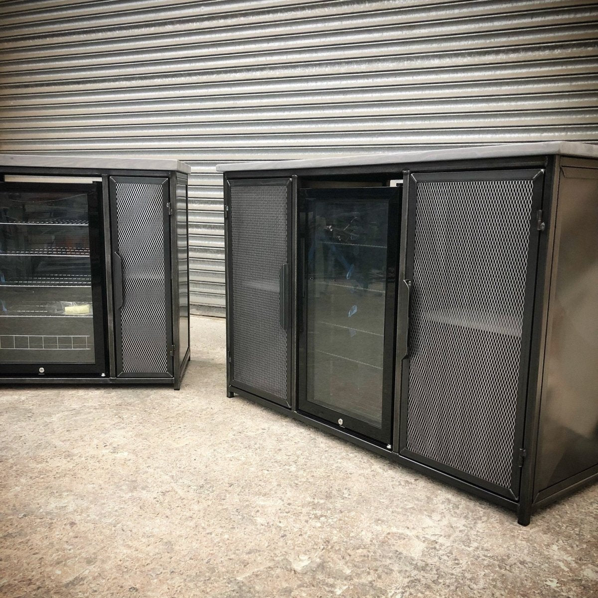 Industrial Metal Sideboard with Drinks Fridge RSD Furniture