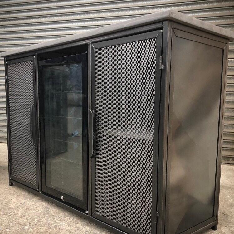 Industrial Metal Sideboard with Drinks Fridge RSD Furniture