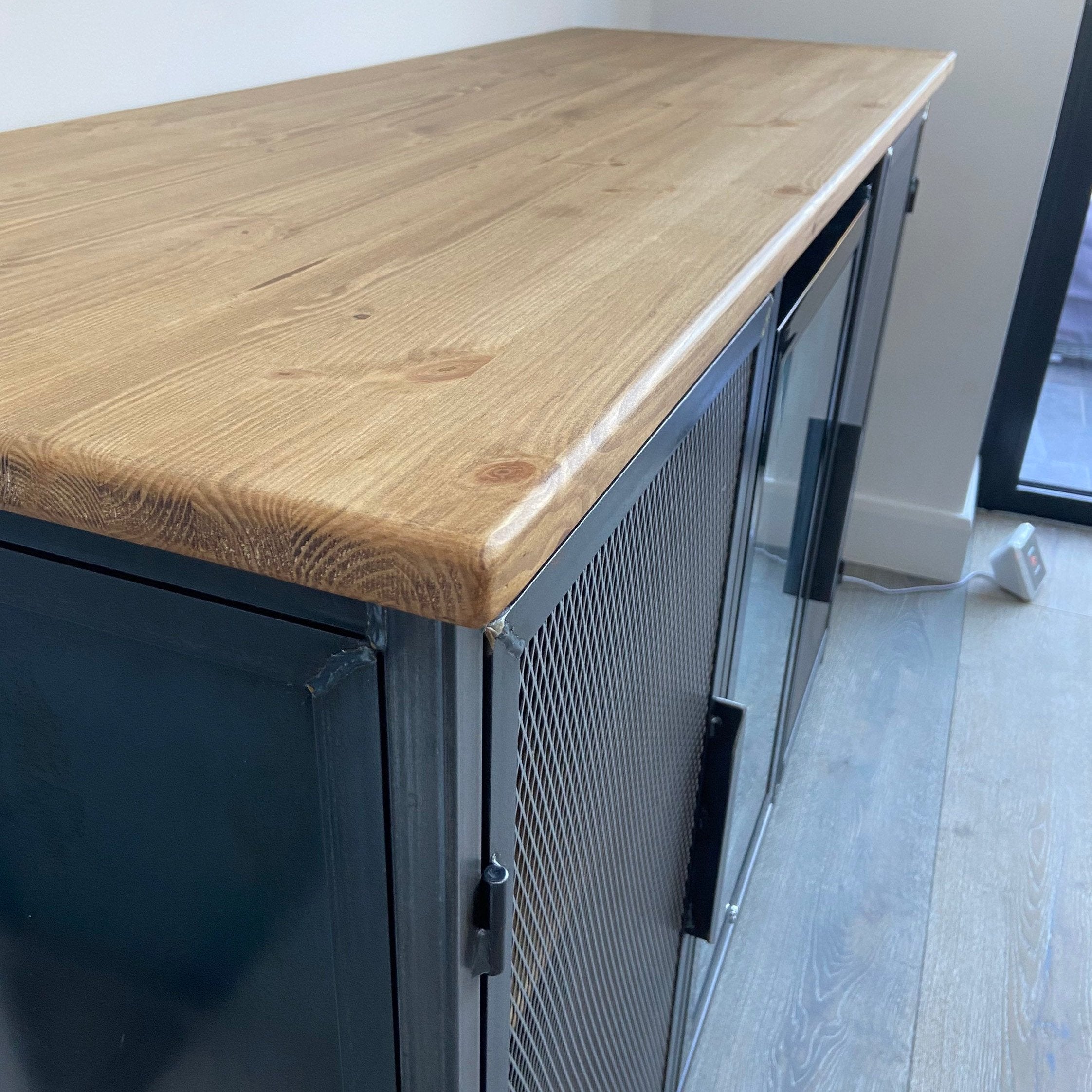 Industrial Sideboard with Beer Fridge – Rustic Wood & Steel Home Bar  RSD Furniture    