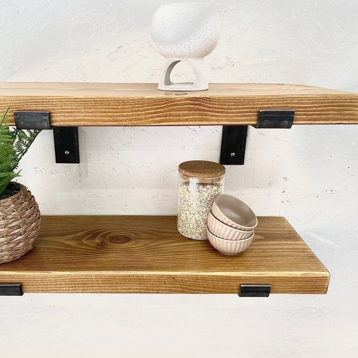 Rustic Wall Shelves with Metal Brackets RSD Furniture