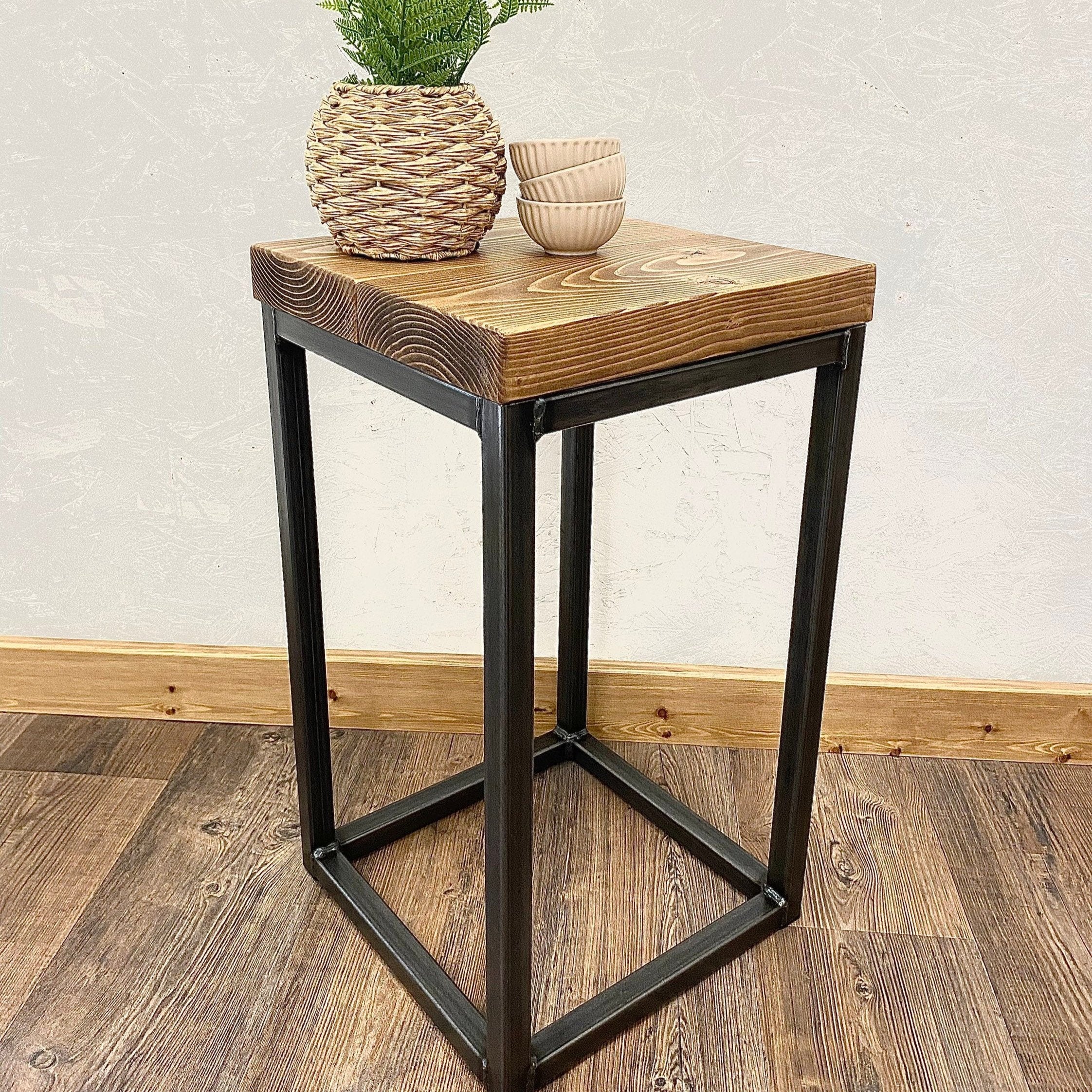 Rustic Industrial Side Table with Metal Frame RSD Furniture