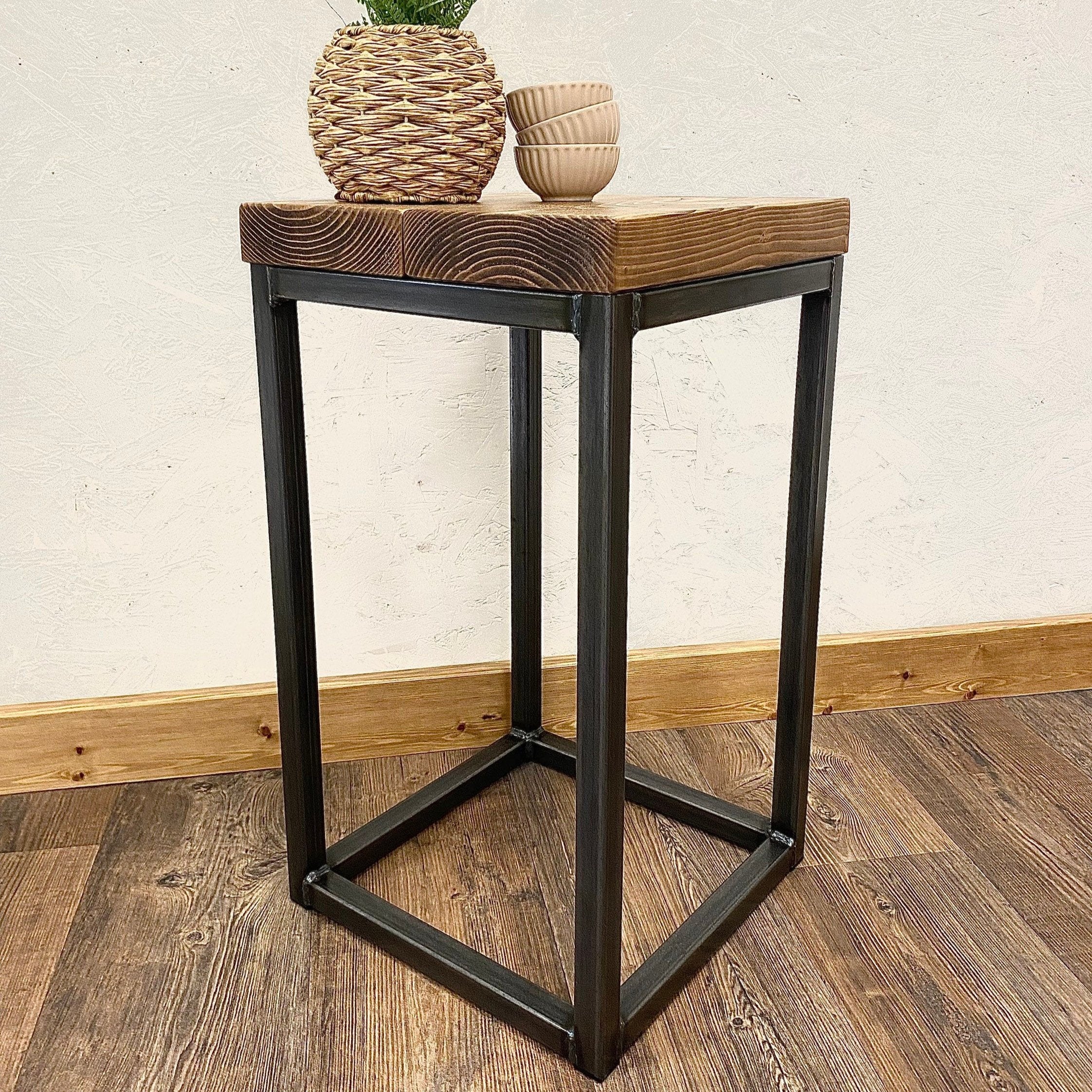 Rustic Industrial Side Table with Metal Frame RSD Furniture