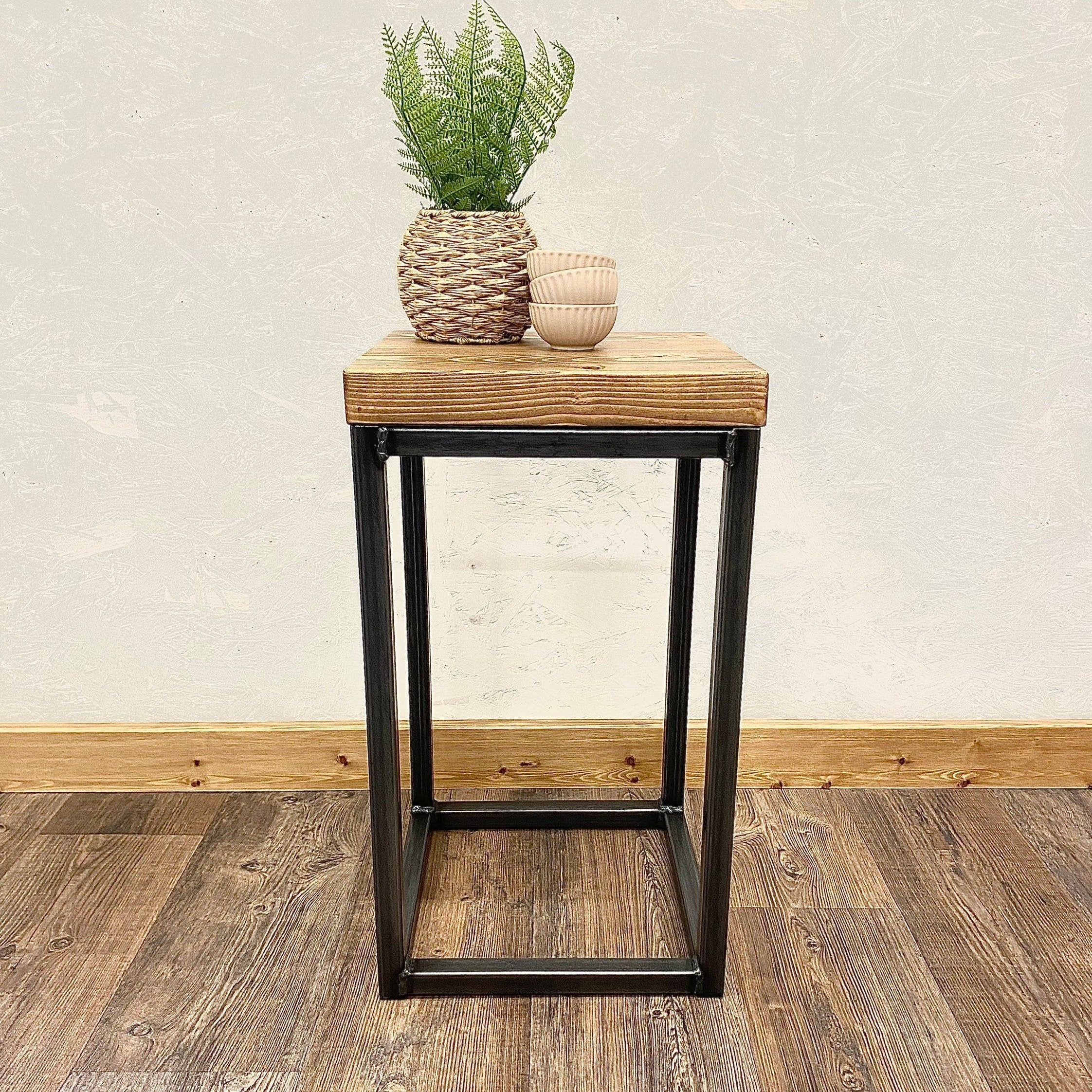 Rustic Industrial Side Table with Metal Frame RSD Furniture