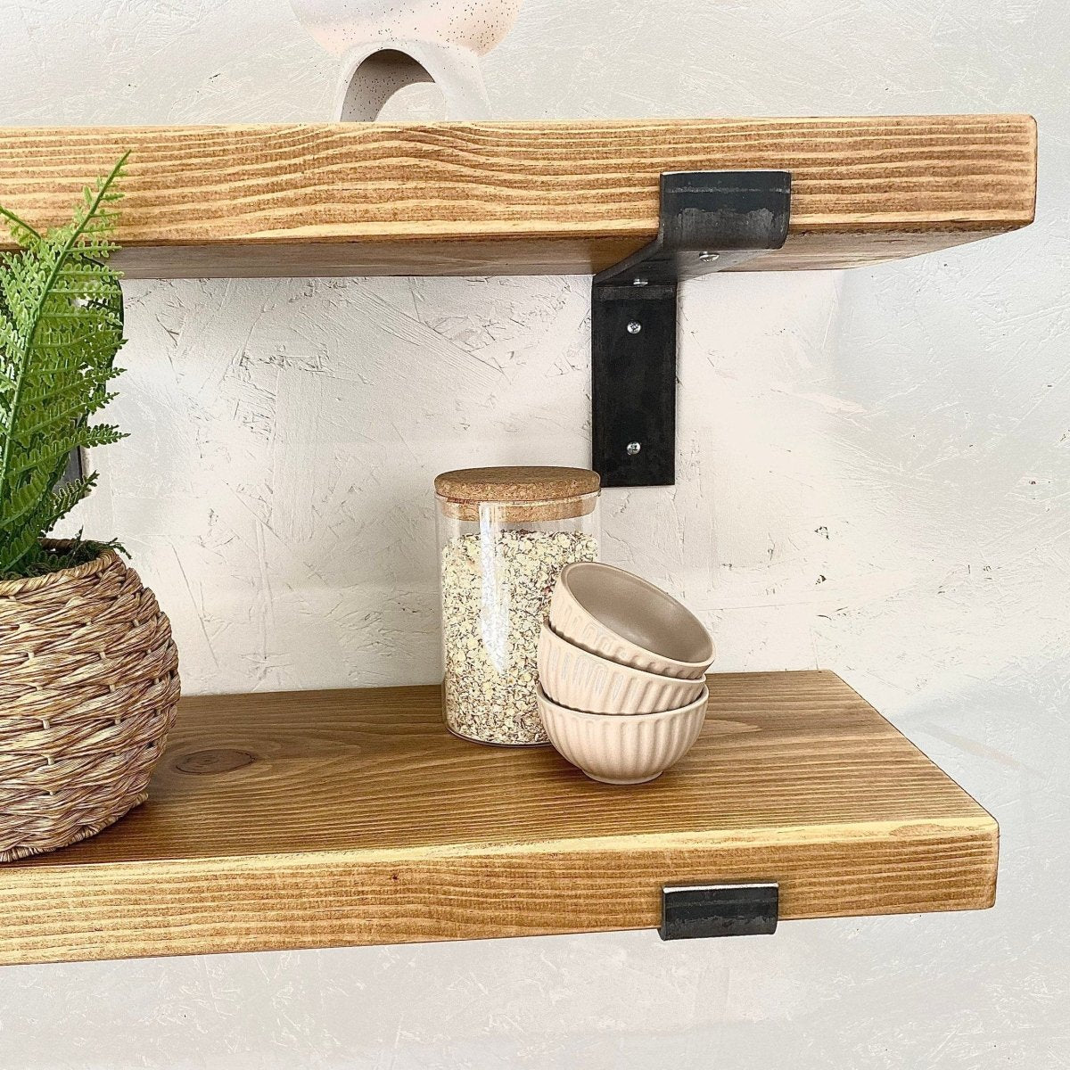 Rustic Wall Shelves with Metal Brackets RSD Furniture