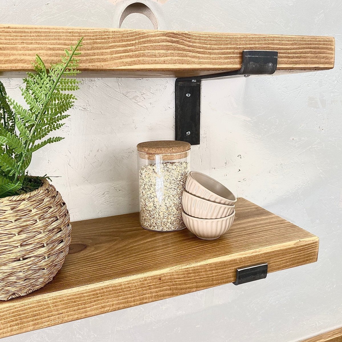 Rustic Wall Shelves with Metal Brackets RSD Furniture