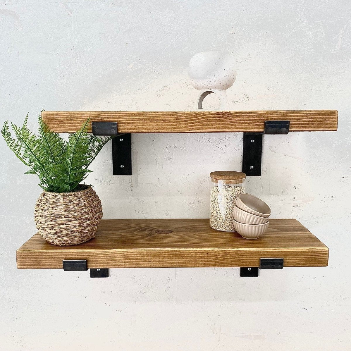 Rustic Wall Shelves with Metal Brackets RSD Furniture