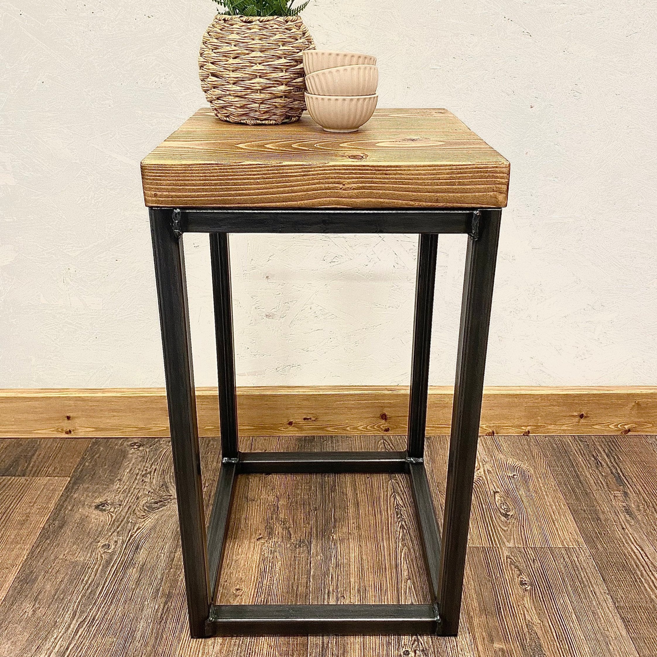 Rustic Industrial Side Table with Metal Frame RSD Furniture