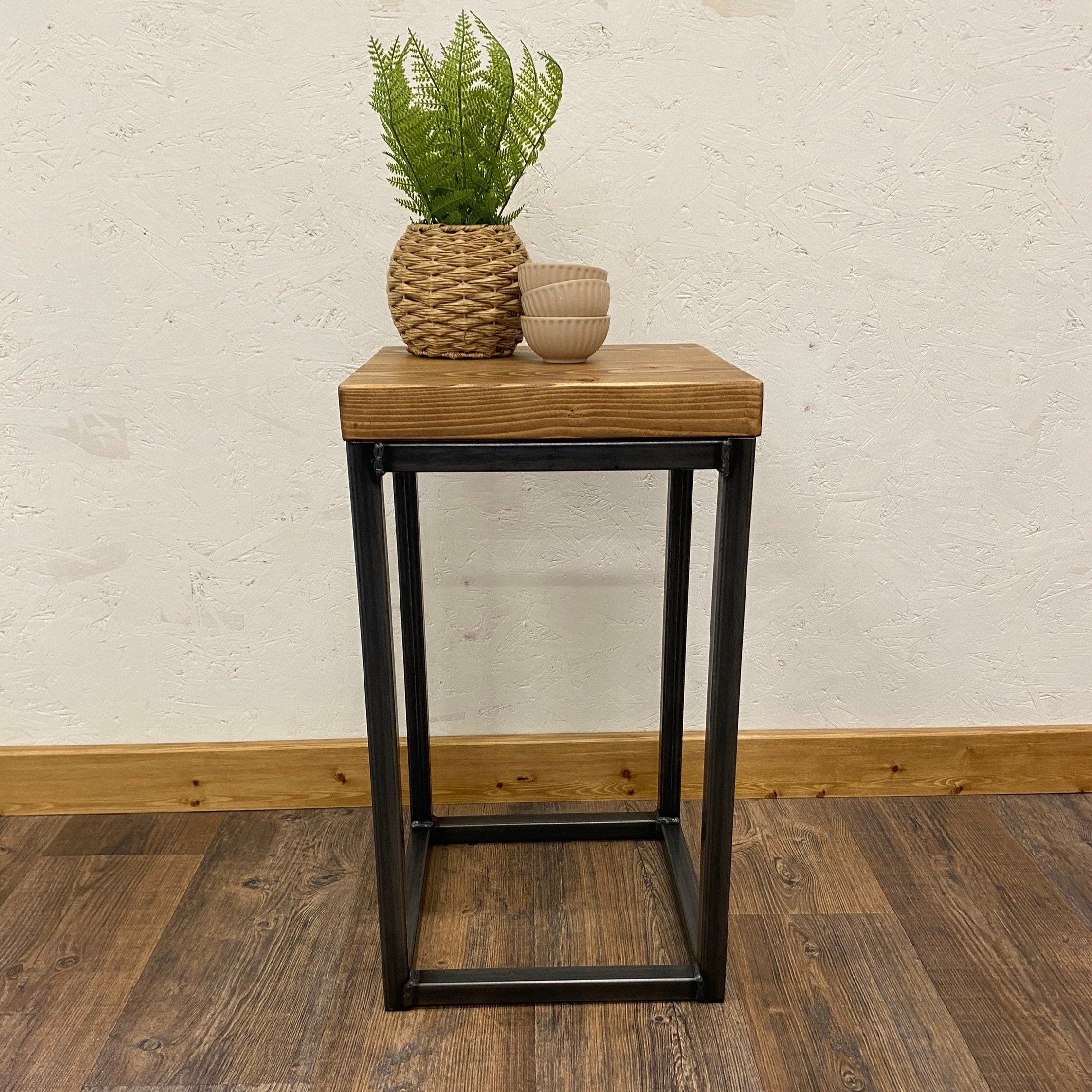 Rustic Industrial Side Table with Metal Frame RSD Furniture