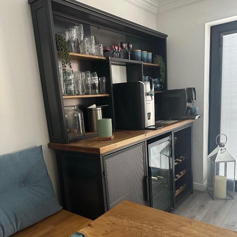 Custom home bar unit for living room or kitchen entertaining space