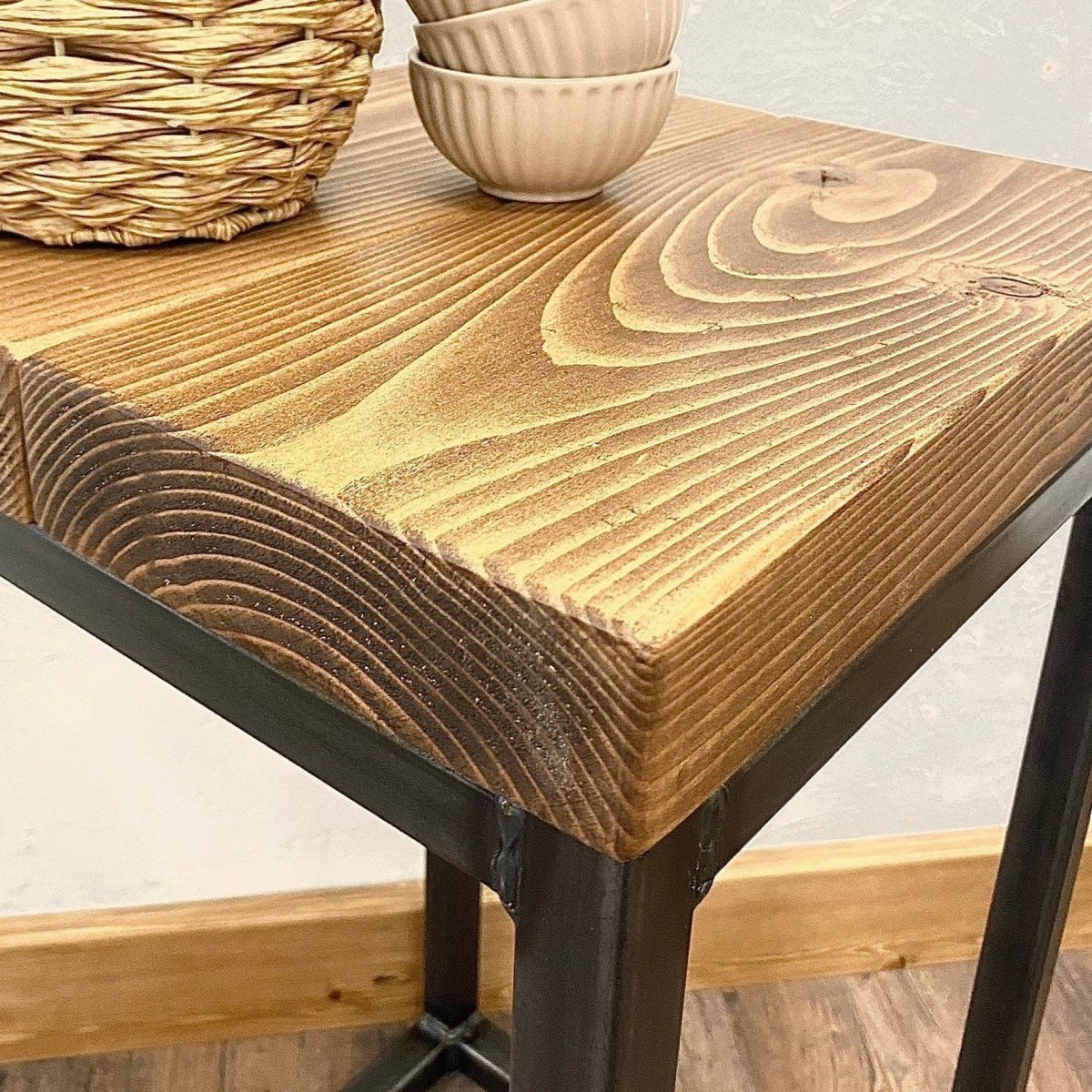 Rustic Industrial Side Table with Metal Frame RSD Furniture