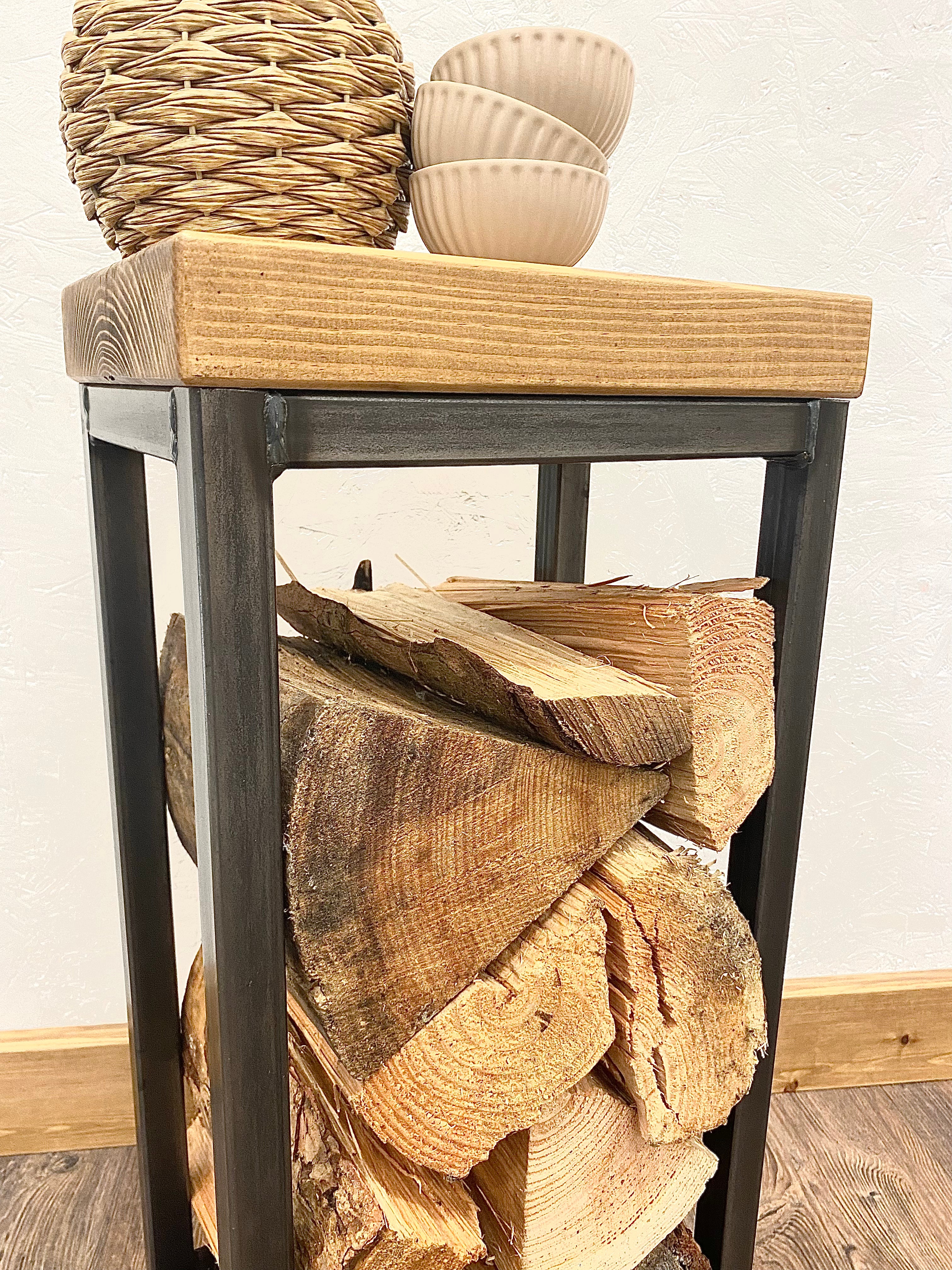 Rustic log holder table - Log store - side table Smallest side table FREE DELIVERY   