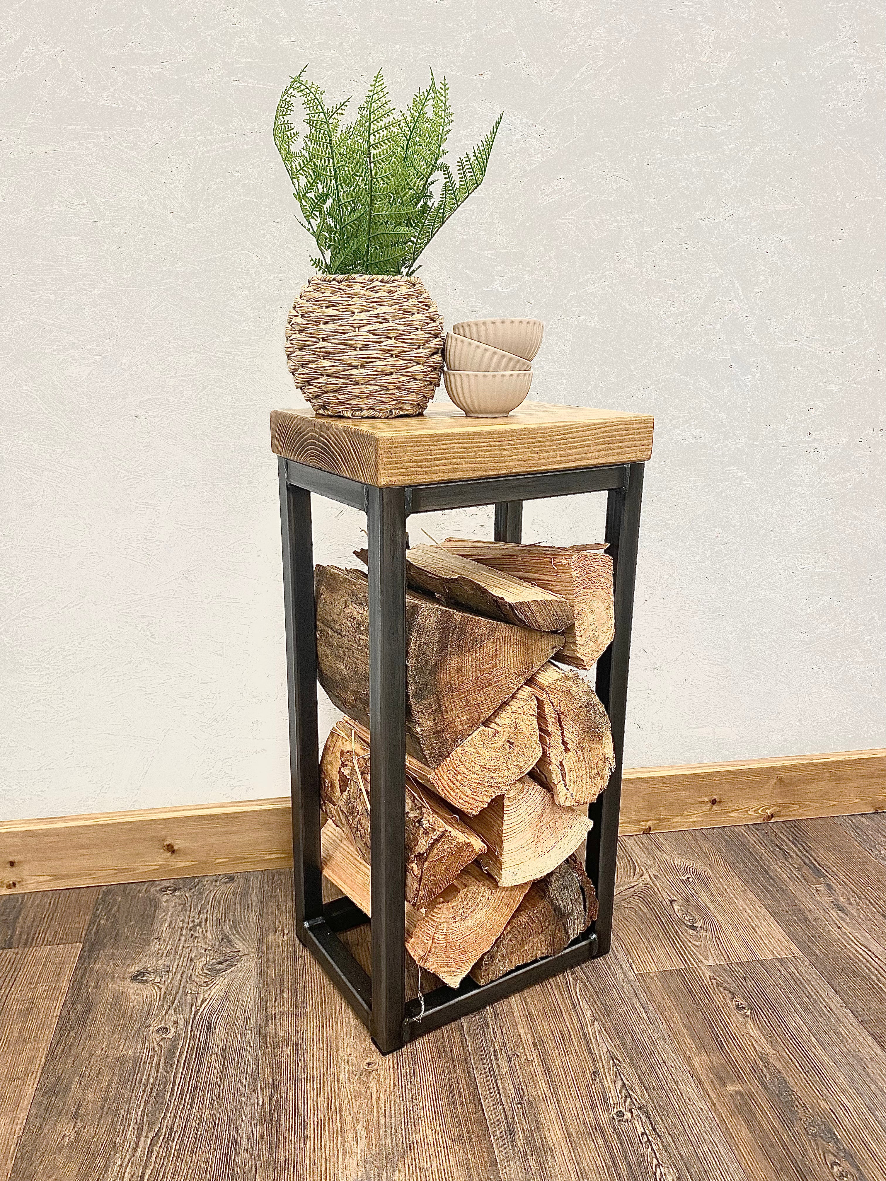 Rustic log holder table - Log store - side table Smallest side table FREE DELIVERY   