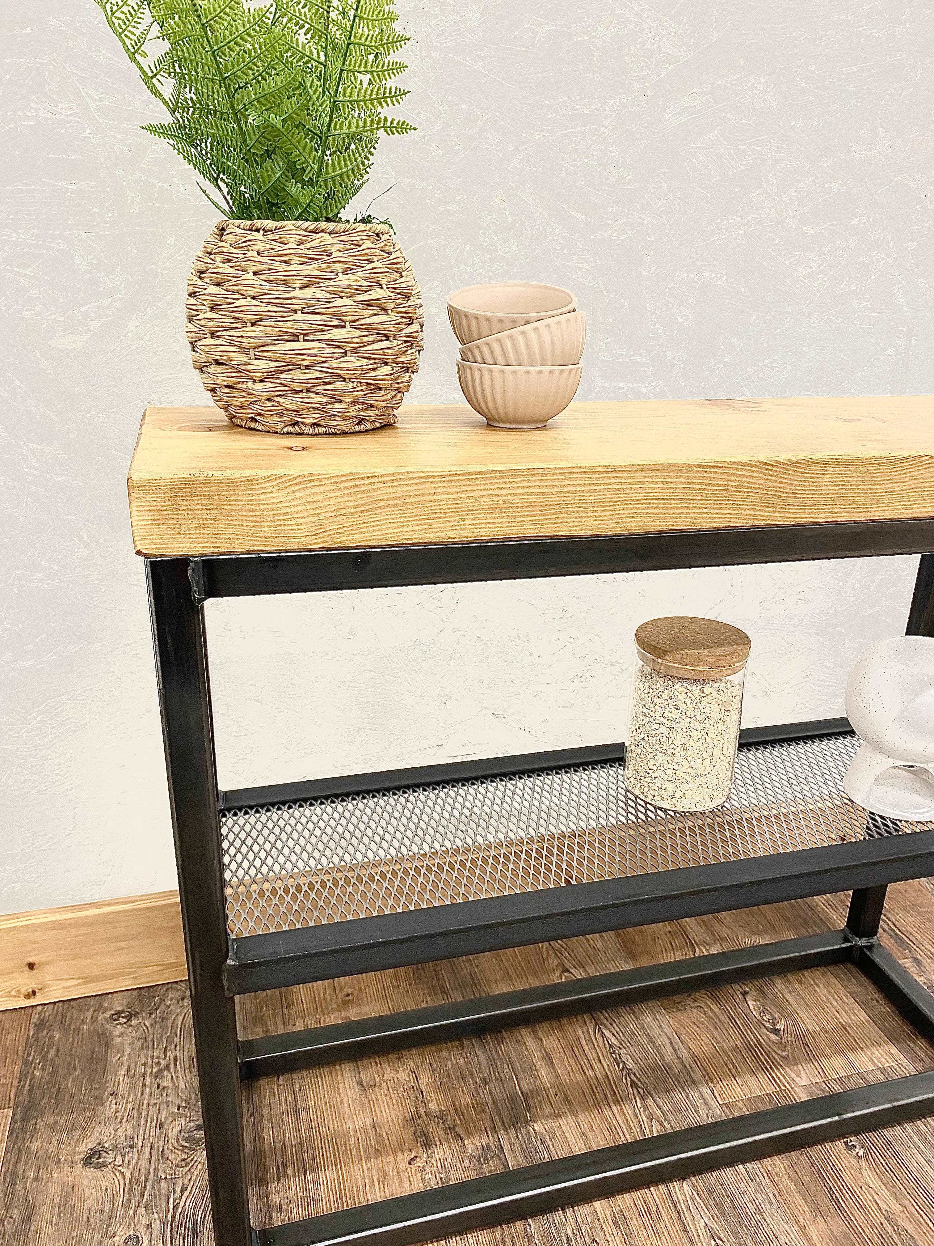 Industrial Side Table with Shelf  RSD Furniture   