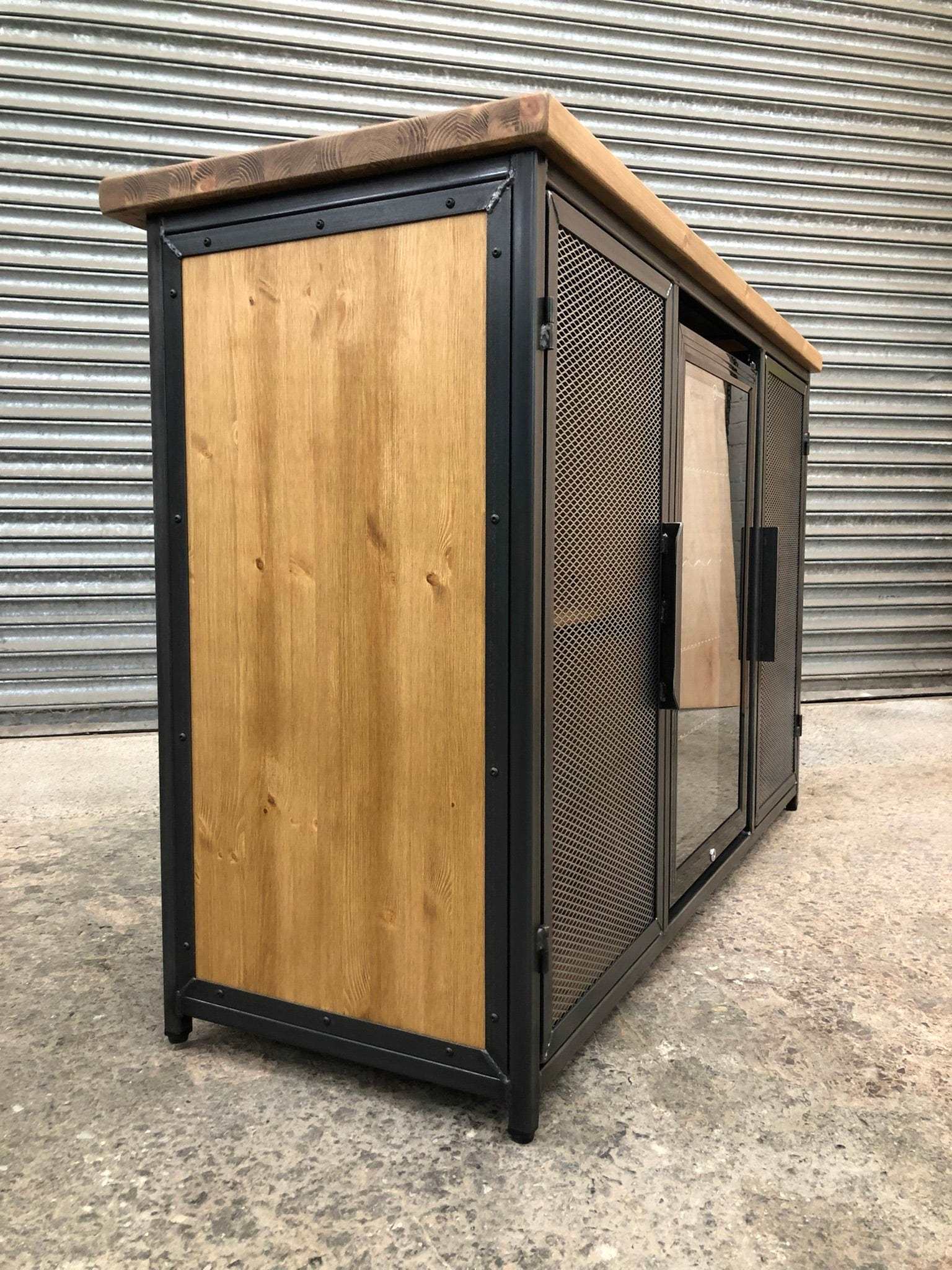 Wooden Metal Drinks Cabinet with Fridge  RSD Furniture   