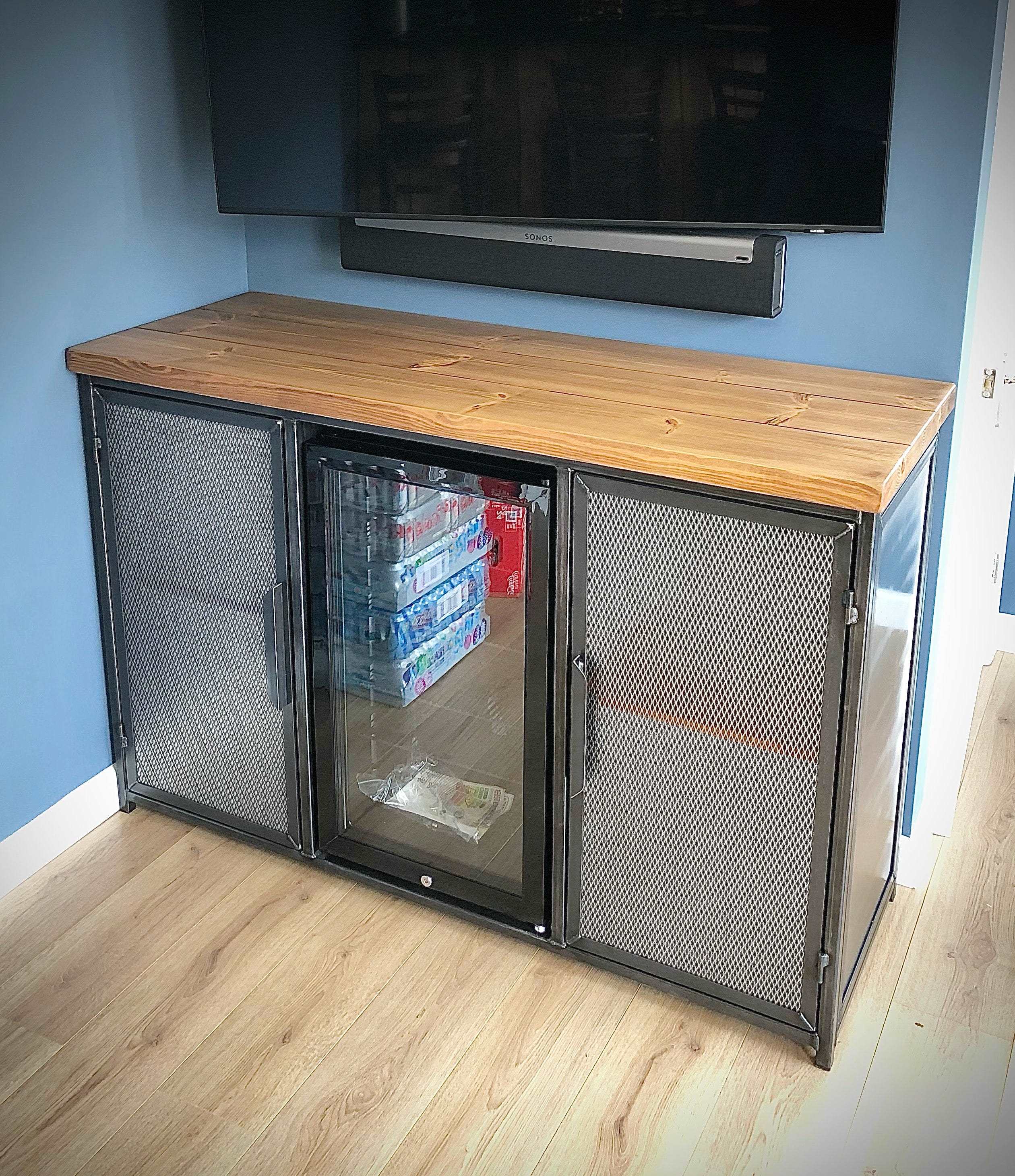 Industrial Drinks Cabinet Sideboard With Integrated Beer Fridge Sideboards and drinks cabinet RSD Furniture   