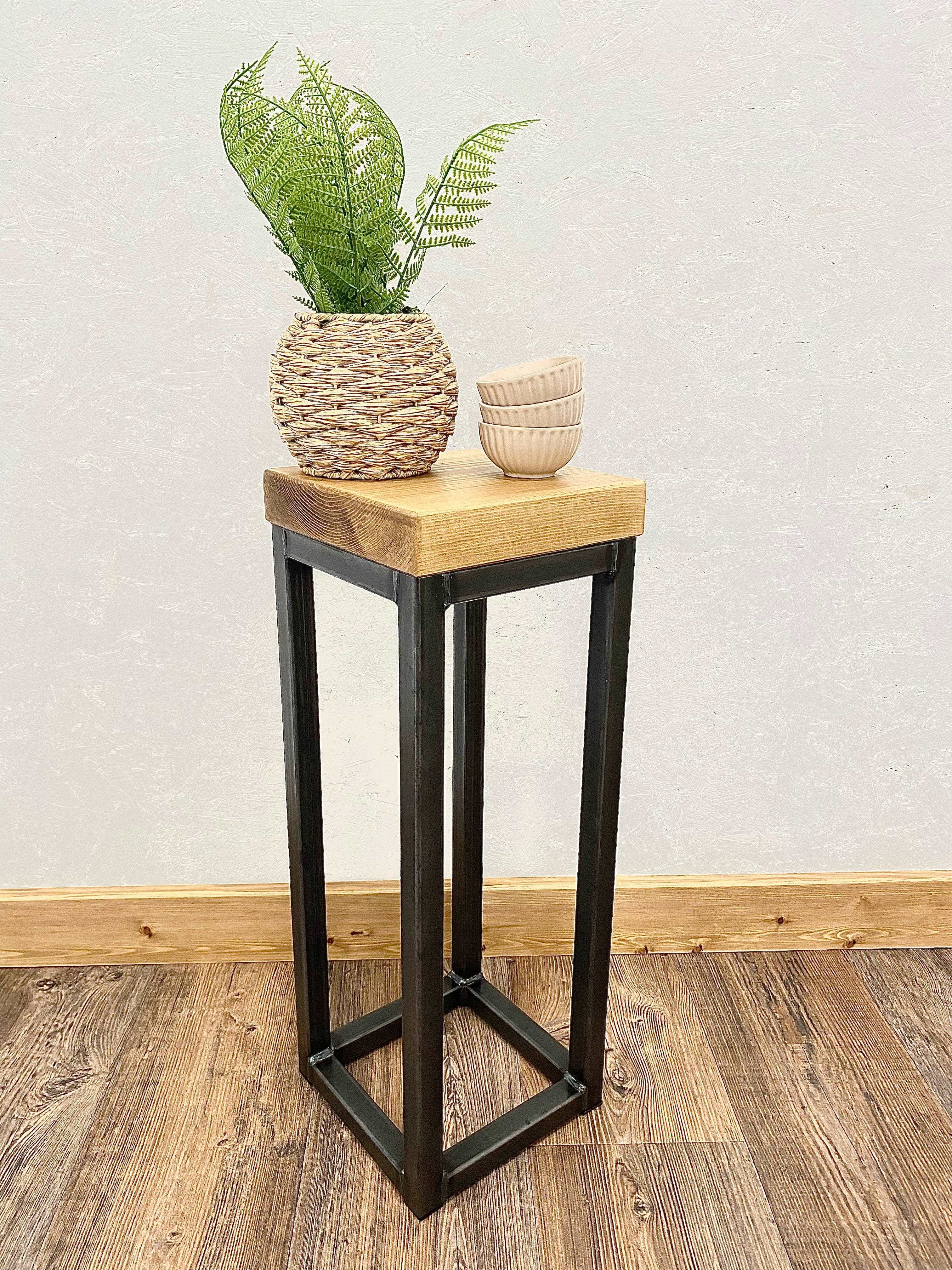 Lamp stand table - Industrial style - Metal and Wood Smallest side table FREE DELIVERY   
