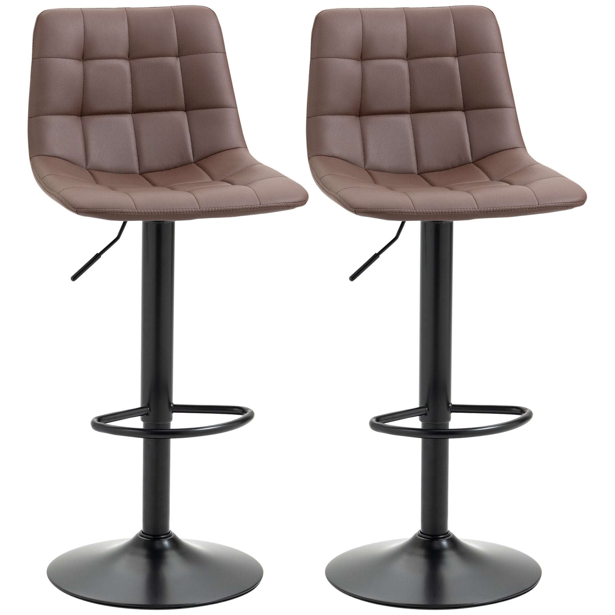 Adjustable Bar Stools Set of 2, Counter Height Barstools Dining Chairs 360Â° Swivel with Footrest for Home Pub and Kitchen, Brown  AOSOM Default Title  